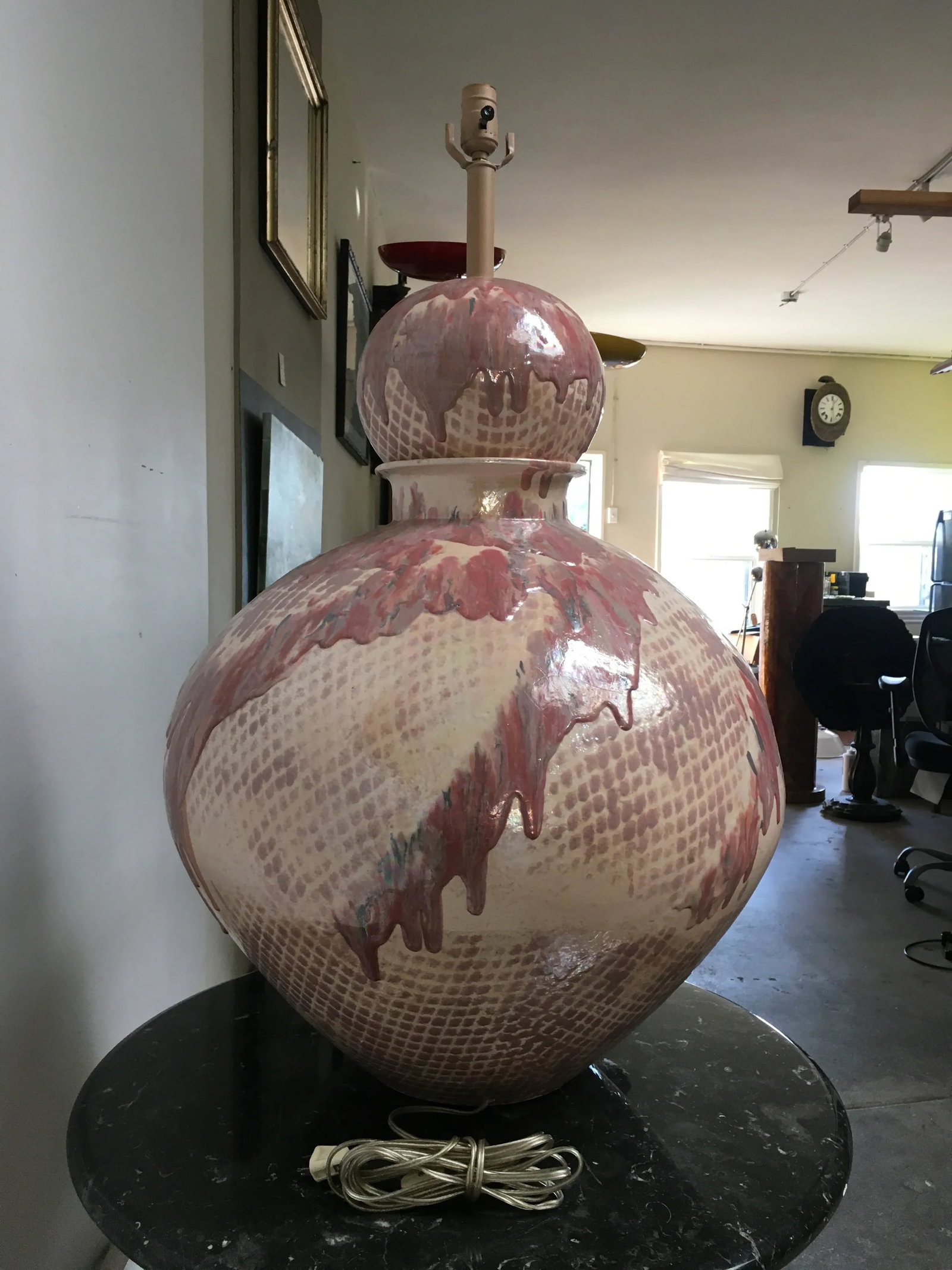 Monumental Postmodern Drip Glaze Ceramic Table Lamp in the Manner of Gary McCloy, Palm Springs Estat - 8