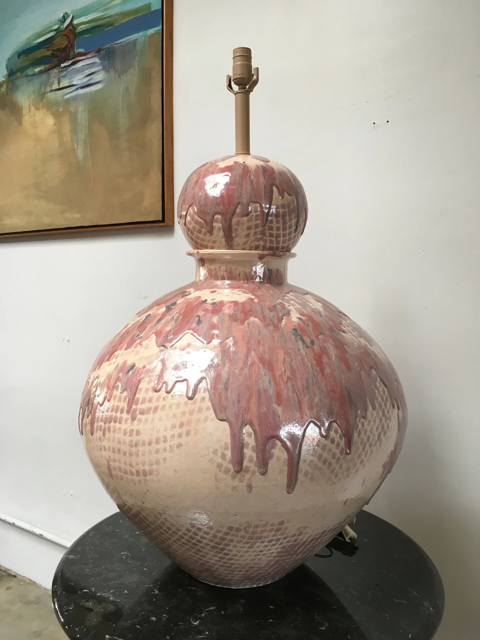 Monumental Postmodern Drip Glaze Ceramic Table Lamp in the Manner of Gary McCloy, Palm Springs Estat - 9