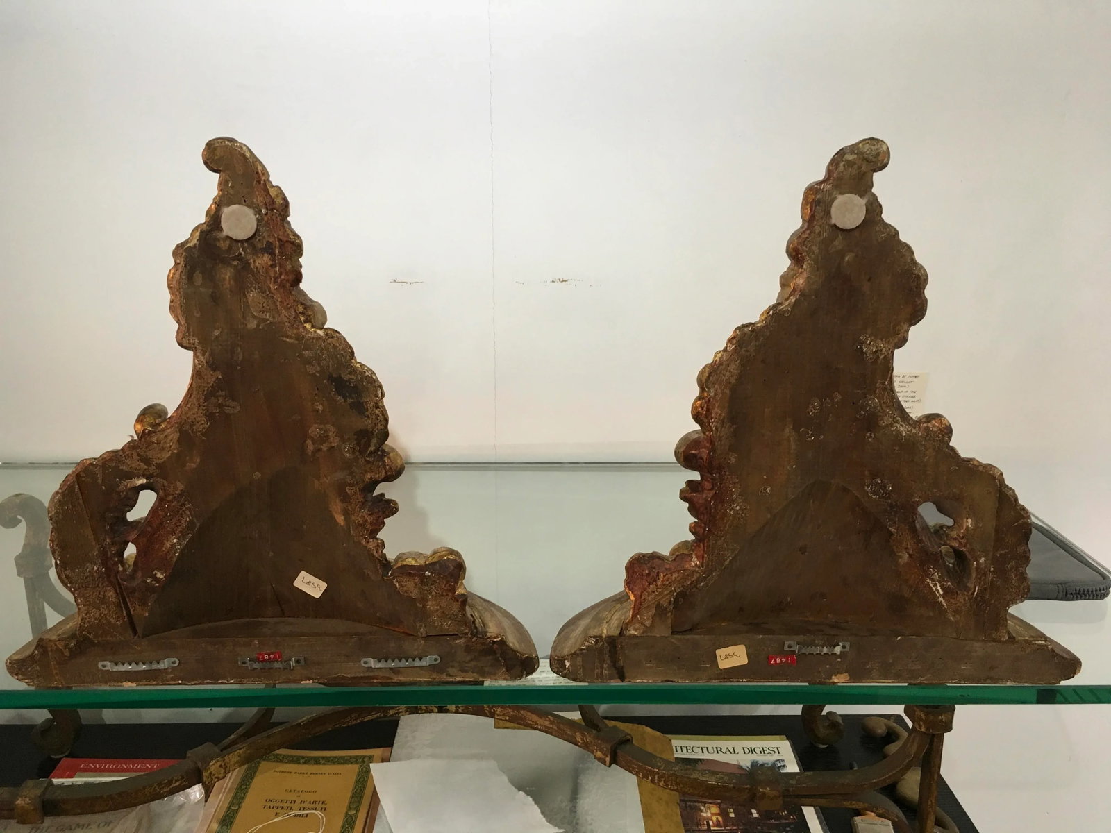 Pair of 19th Century Italian Rococo Giltwood Wall Shelves With Original Gold Leaf - 9