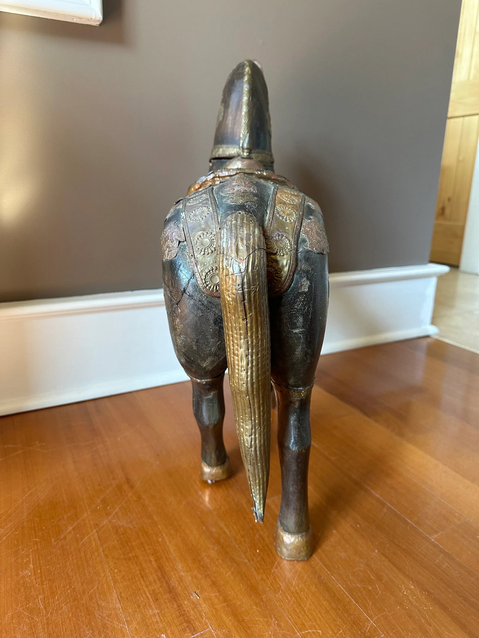Rare Large Antique Copper & Brass Wooden Horse - 4