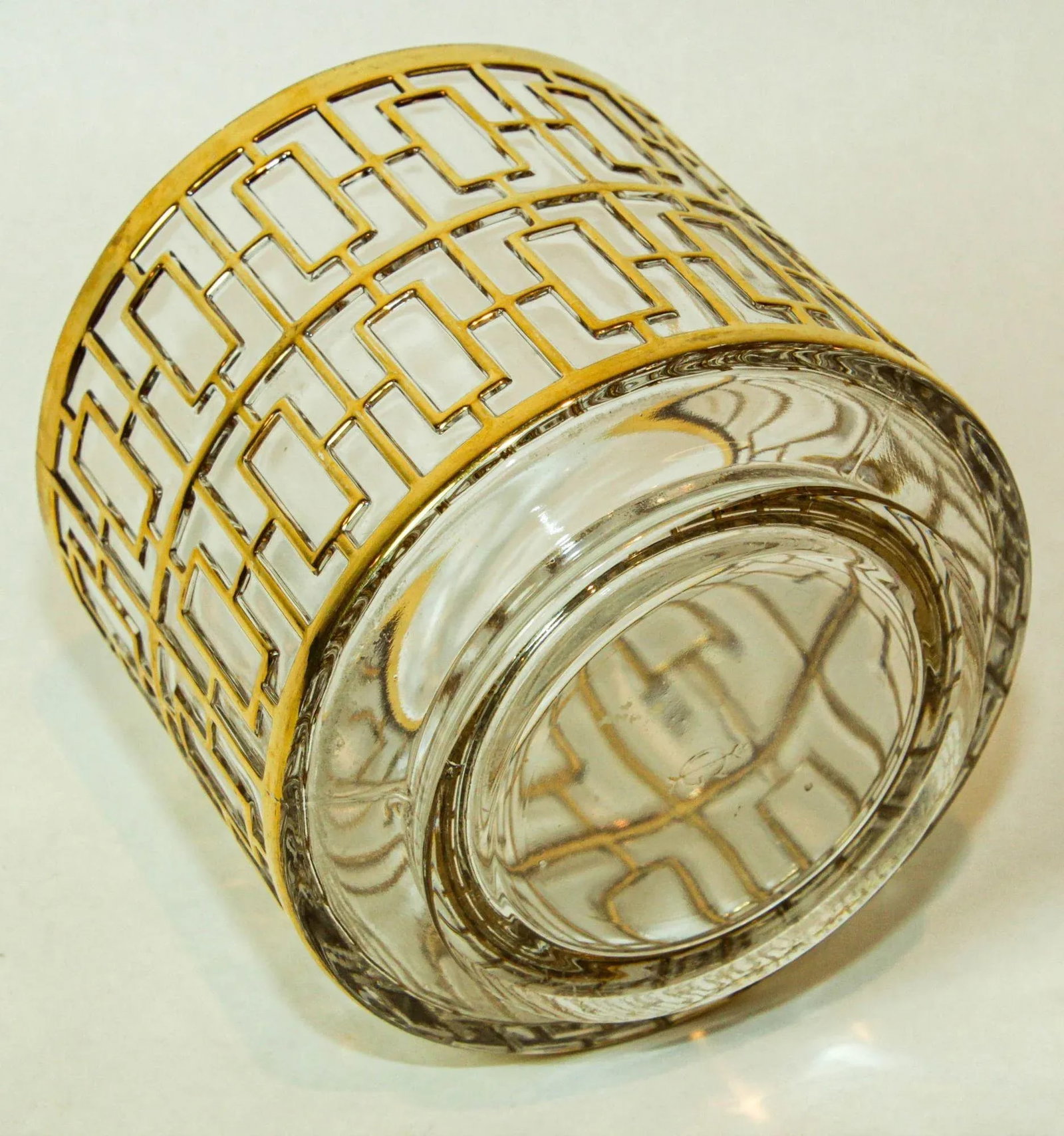 Imperial Glass Shoji Screen Ice Bucket 1960 Collectible Barware 22k Gold Overlay - 10