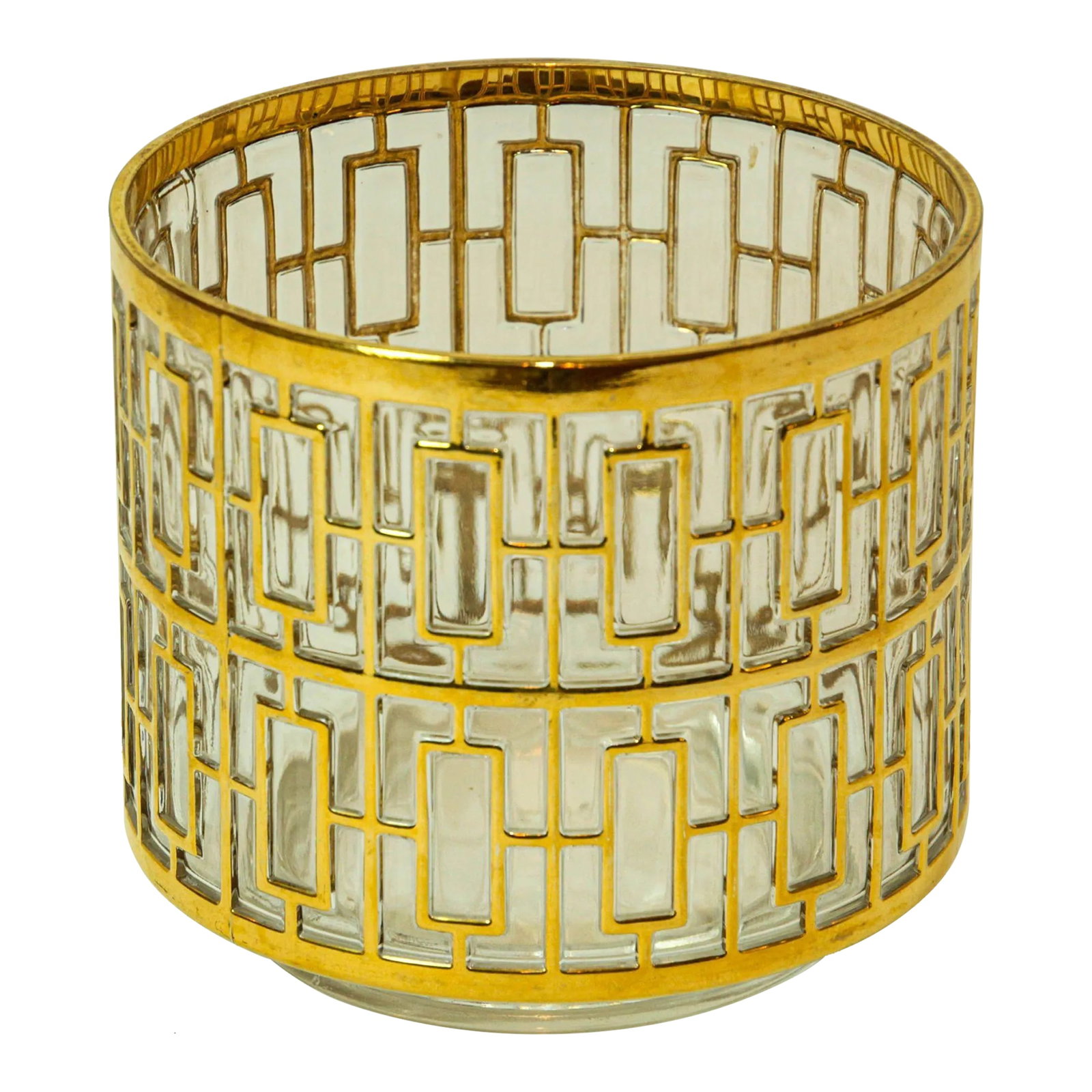 Imperial Glass Shoji Screen Ice Bucket 1960 Collectible Barware 22k Gold Overlay (1 of 12)