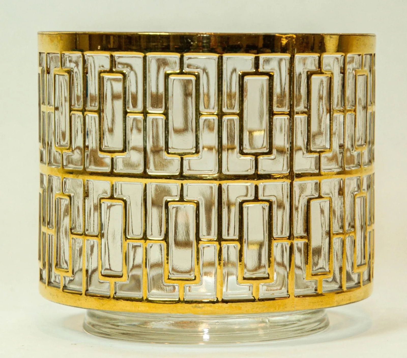 Imperial Glass Shoji Screen Ice Bucket 1960 Collectible Barware 22k Gold Overlay - 4