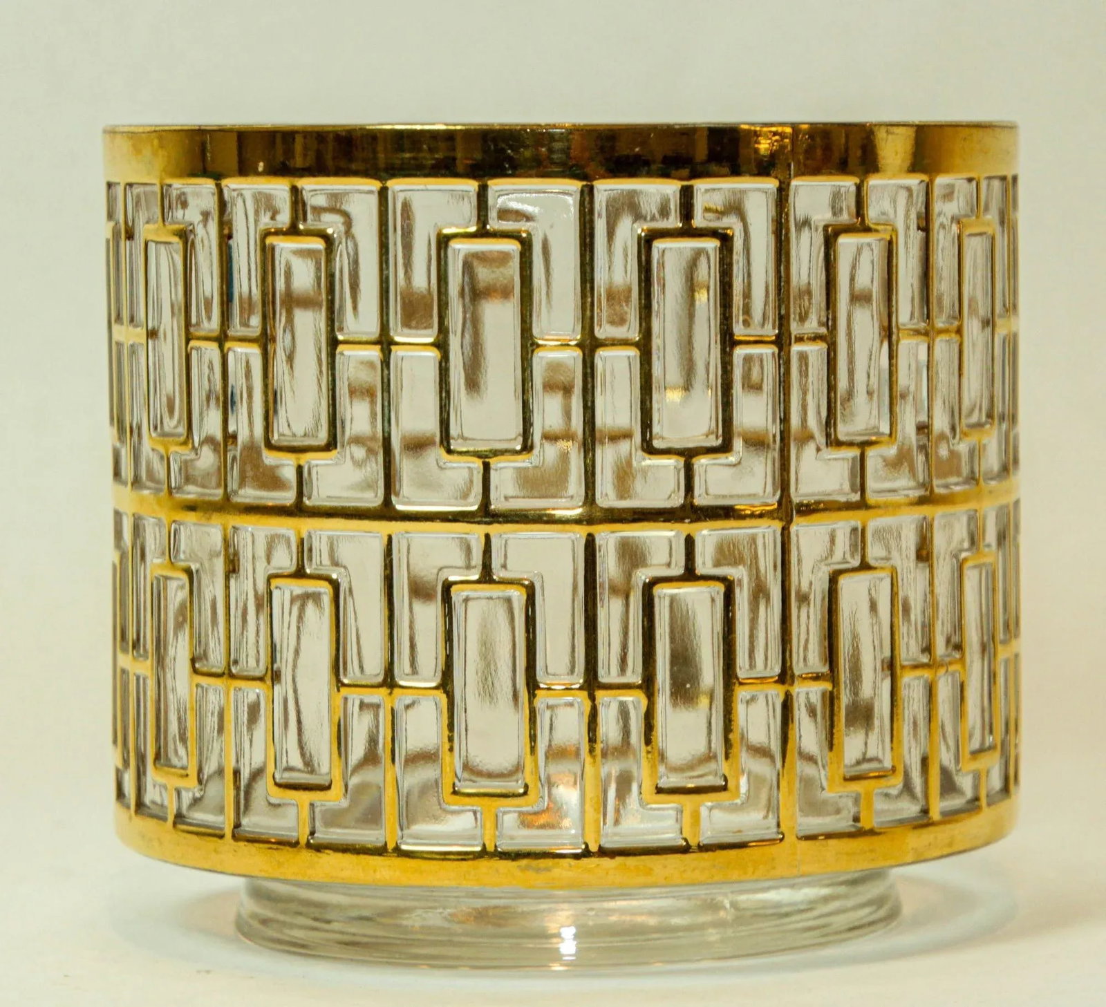 Imperial Glass Shoji Screen Ice Bucket 1960 Collectible Barware 22k Gold Overlay - 6