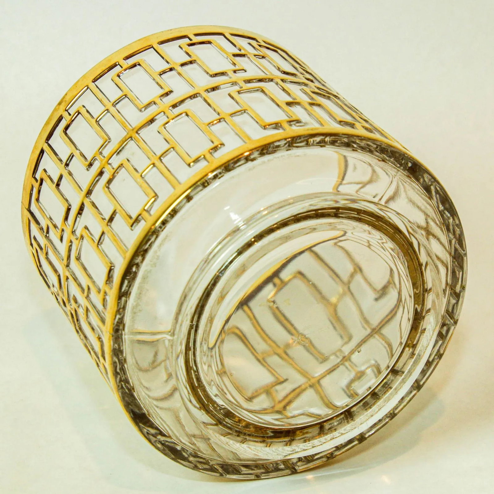 Imperial Glass Shoji Screen Ice Bucket 1960 Collectible Barware 22k Gold Overlay - 9