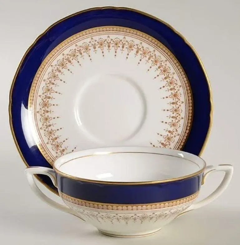 Royal Worcester Regency Royal Blue Fine Bone China Set 83 Pieces England - 6