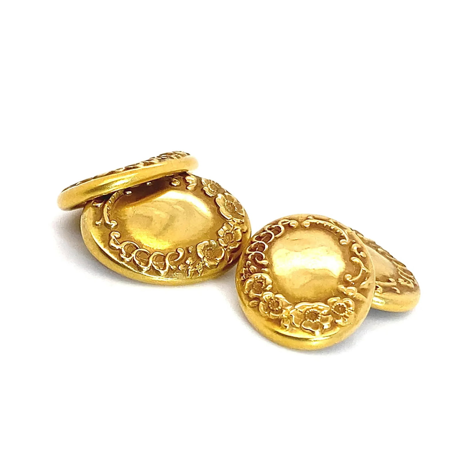 Vintage Oval 14k Yellow Gold Cuff Links - 2 Pieces - 3