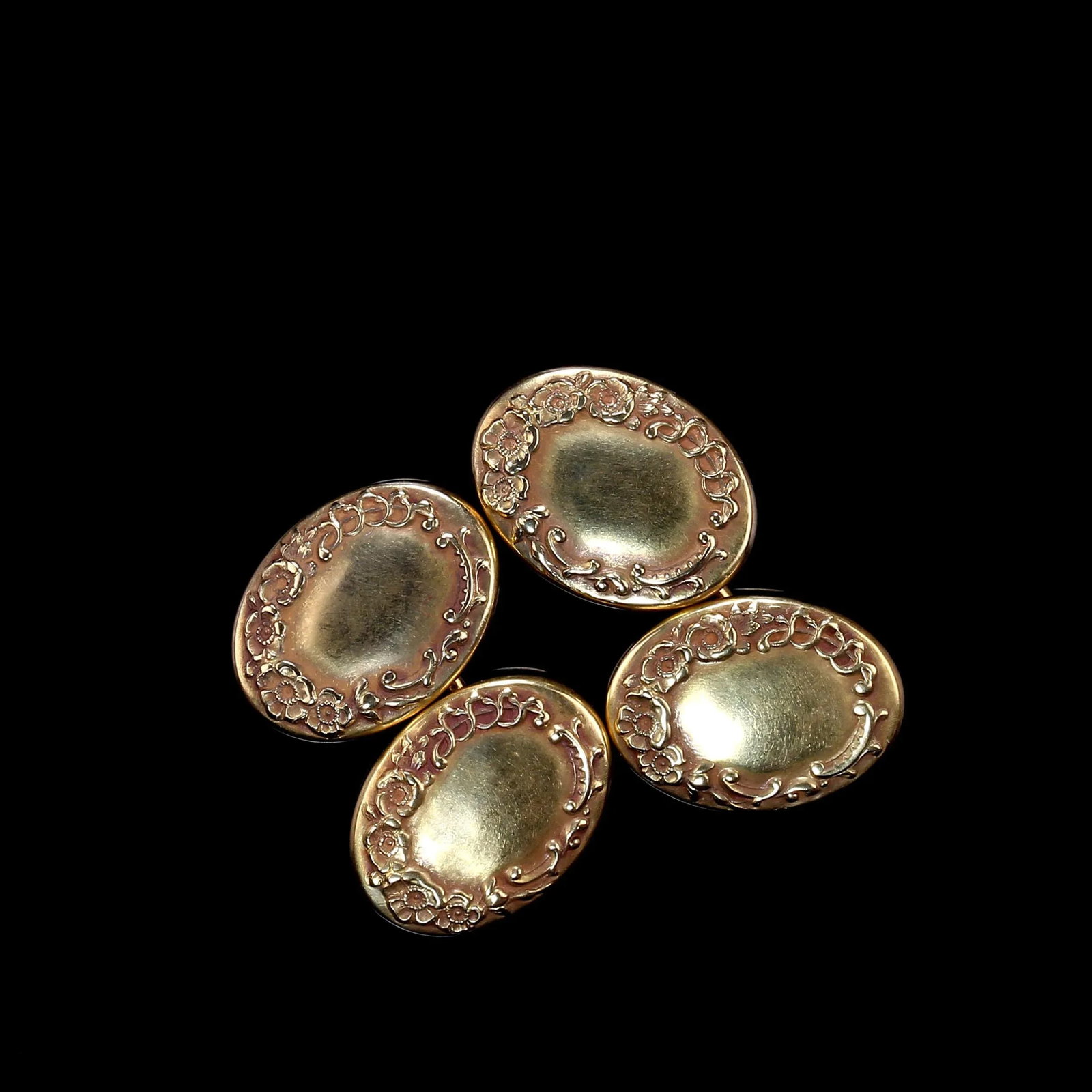 Vintage Oval 14k Yellow Gold Cuff Links - 2 Pieces - 4