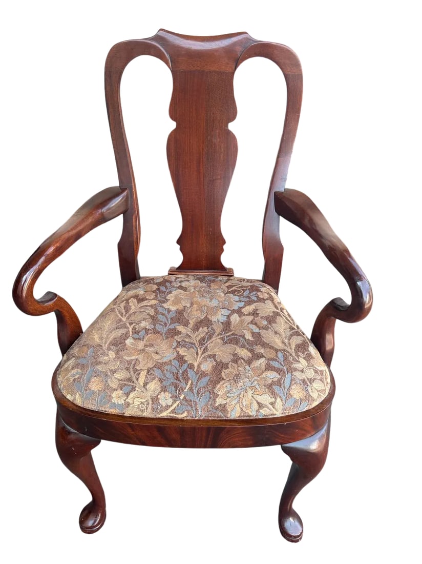Set of 8 Hickory Chair Furniture Company Flame Mahogany Queen Anne Dining Chairs - Vintage Late 20th - 2
