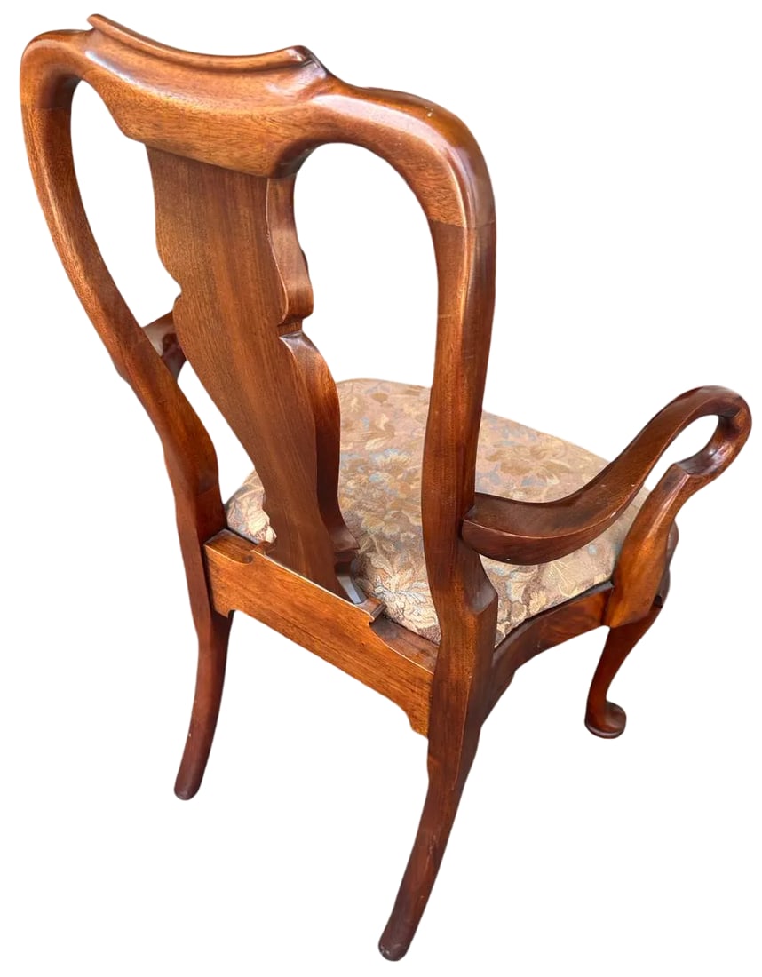 Set of 8 Hickory Chair Furniture Company Flame Mahogany Queen Anne Dining Chairs - Vintage Late 20th - 3