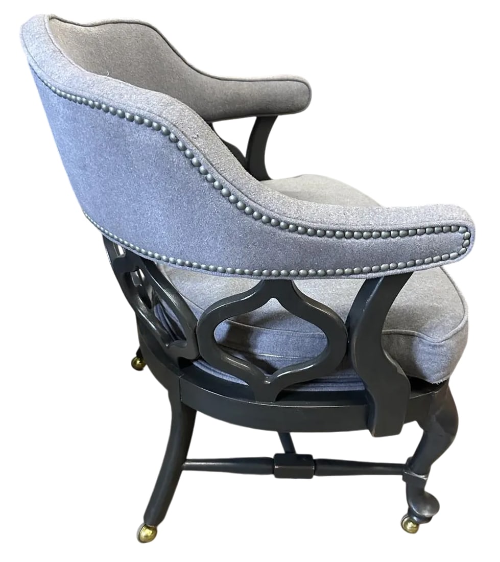 1960s Thomasville Hollywood Regency Tub Dining or Conference Room Chairs on Casters With New Upholst - 2