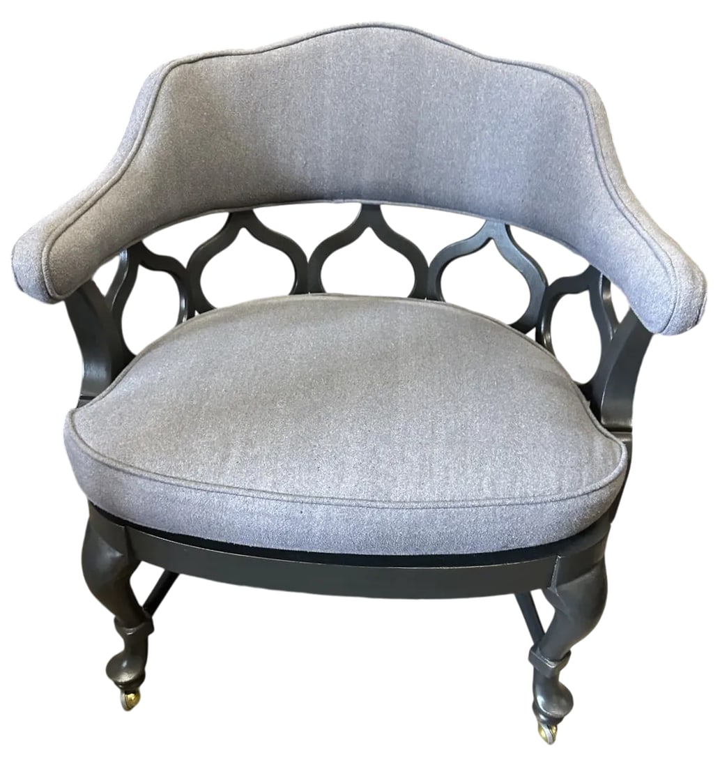 1960s Thomasville Hollywood Regency Tub Dining or Conference Room Chairs on Casters With New Upholst - 3