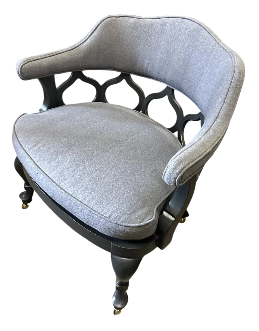 1960s Thomasville Hollywood Regency Tub Dining or Conference Room Chairs on Casters With New Upholst - 8