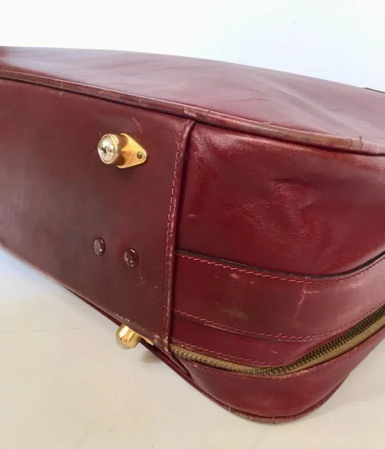 Cartier Must De Cartier Burgundy Red C Logo Leather Suitcase Luggage Paris 1975 - 7