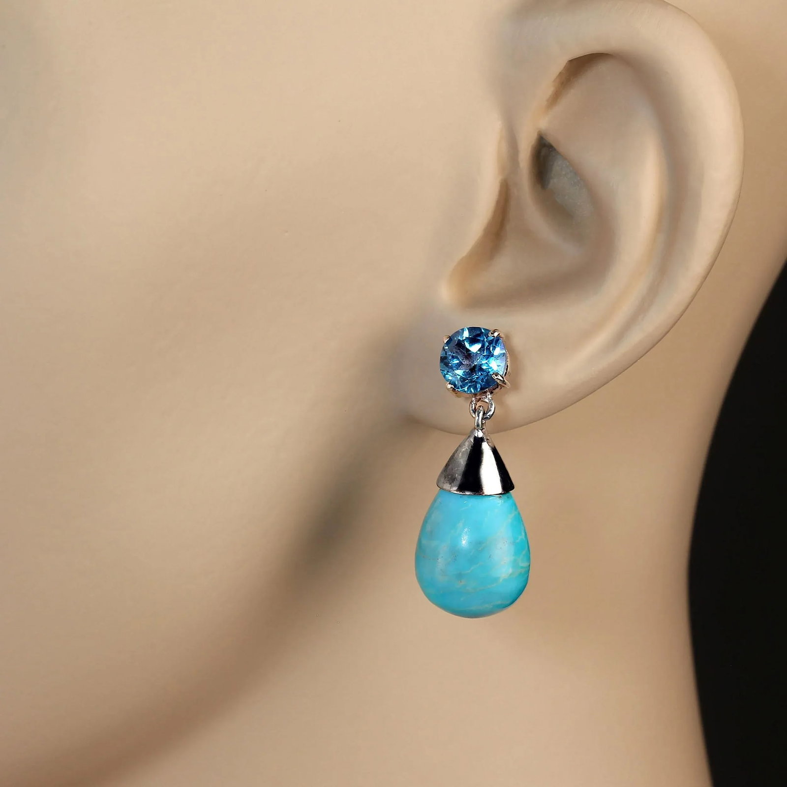 Sleeping Beauty and Apatite Dangle Earrings - 2 Pieces - 2