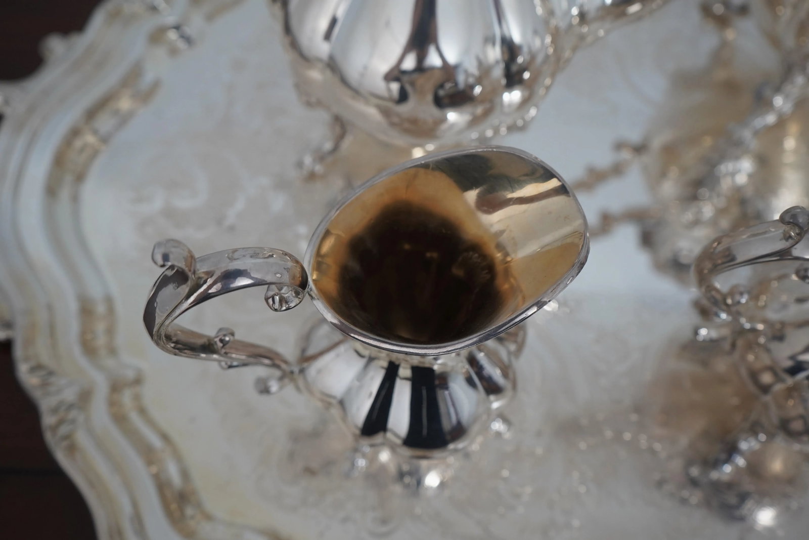 1970s Reed & Barton Winthrop Silver Plate Tea Set With Tray- 4 Pieces - 11