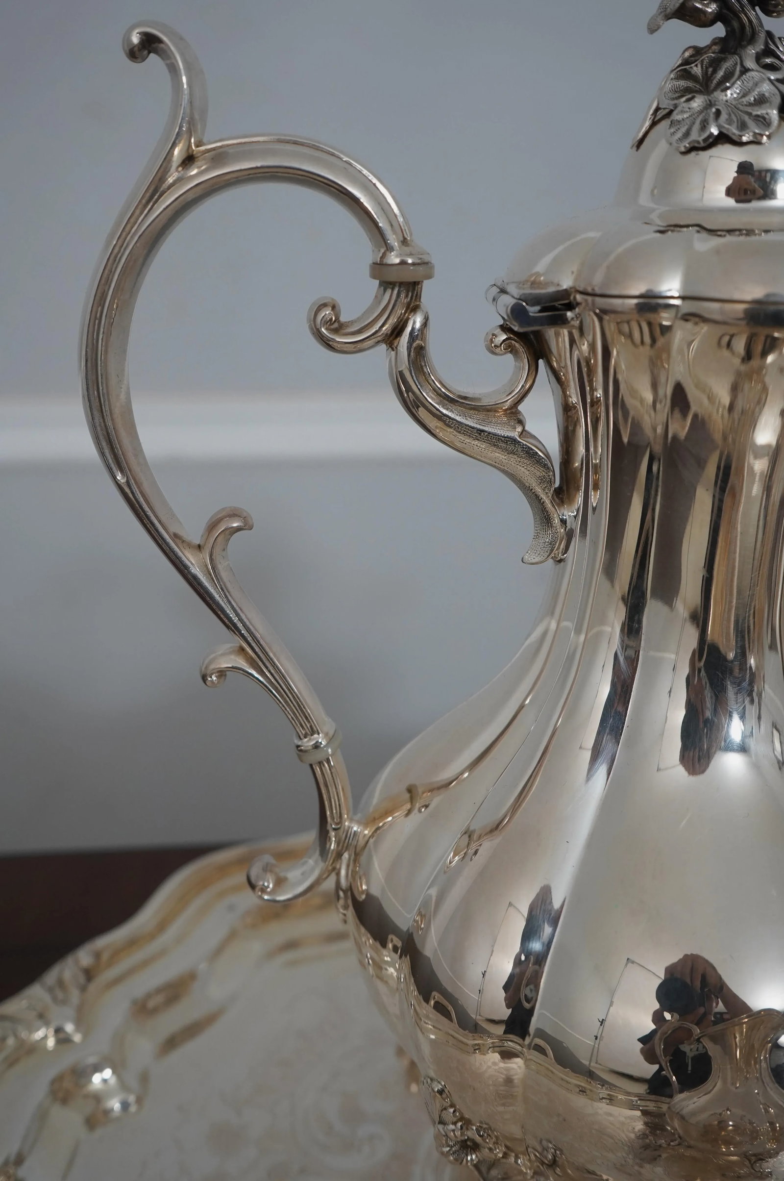 1970s Reed & Barton Winthrop Silver Plate Tea Set With Tray- 4 Pieces - 9