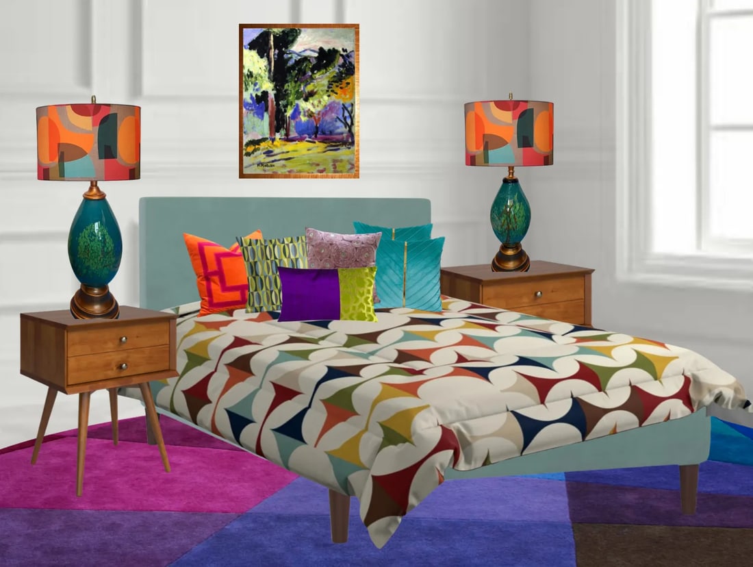 Art Glass Table Lamp a Pair: Abstract Tree - 11