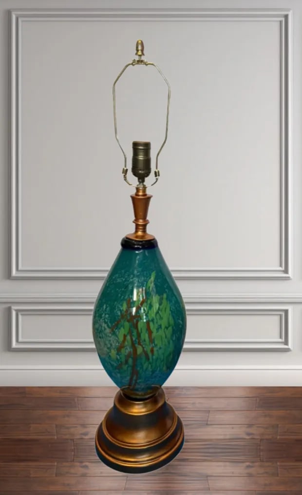 Art Glass Table Lamp a Pair: Abstract Tree - 2