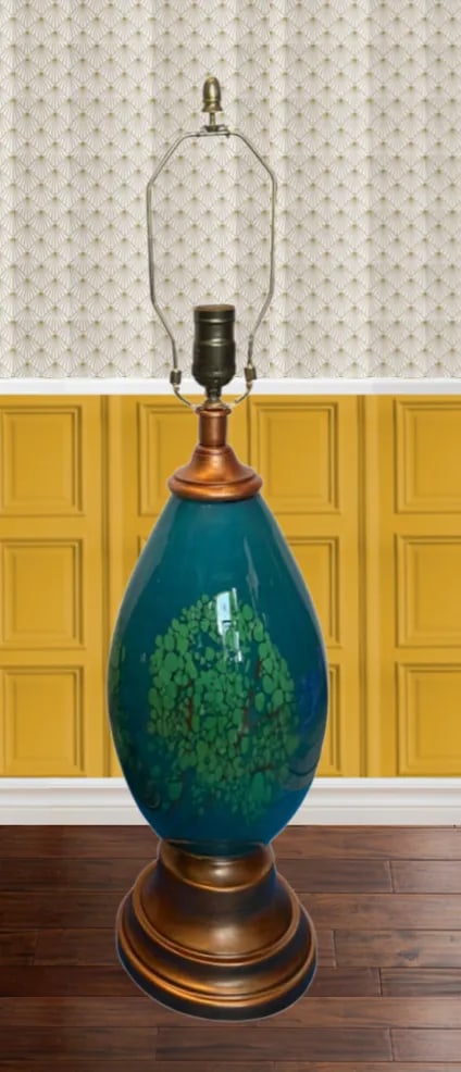 Art Glass Table Lamp a Pair: Abstract Tree - 3