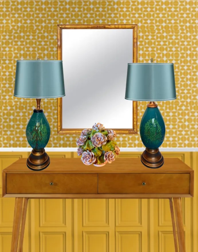 Art Glass Table Lamp a Pair: Abstract Tree - 4