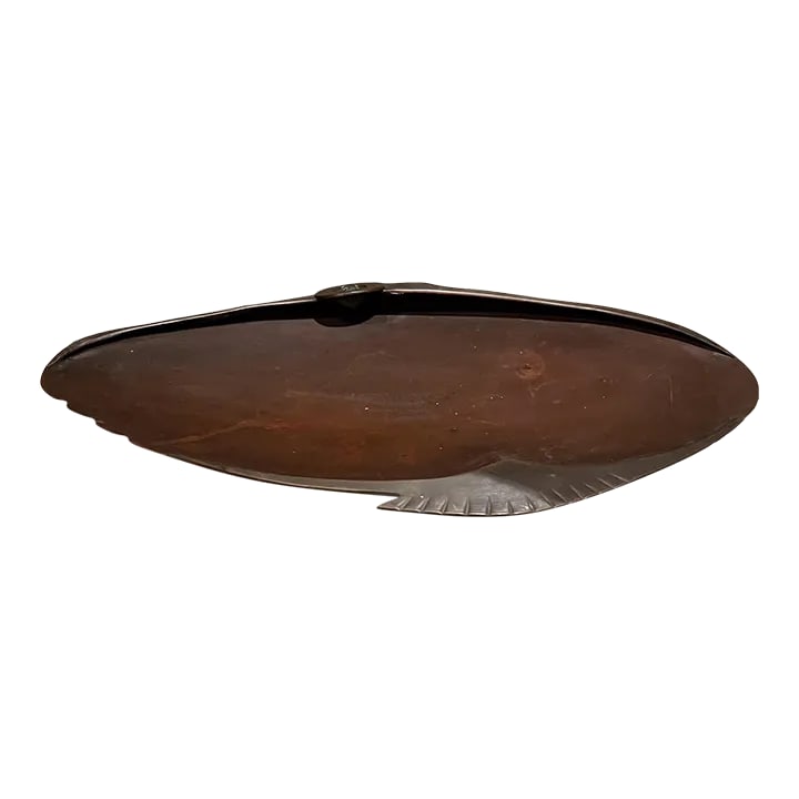 1950s Los Castillo Decorative Bronze Fish Shaped Bowl Taxco Mexico - 3