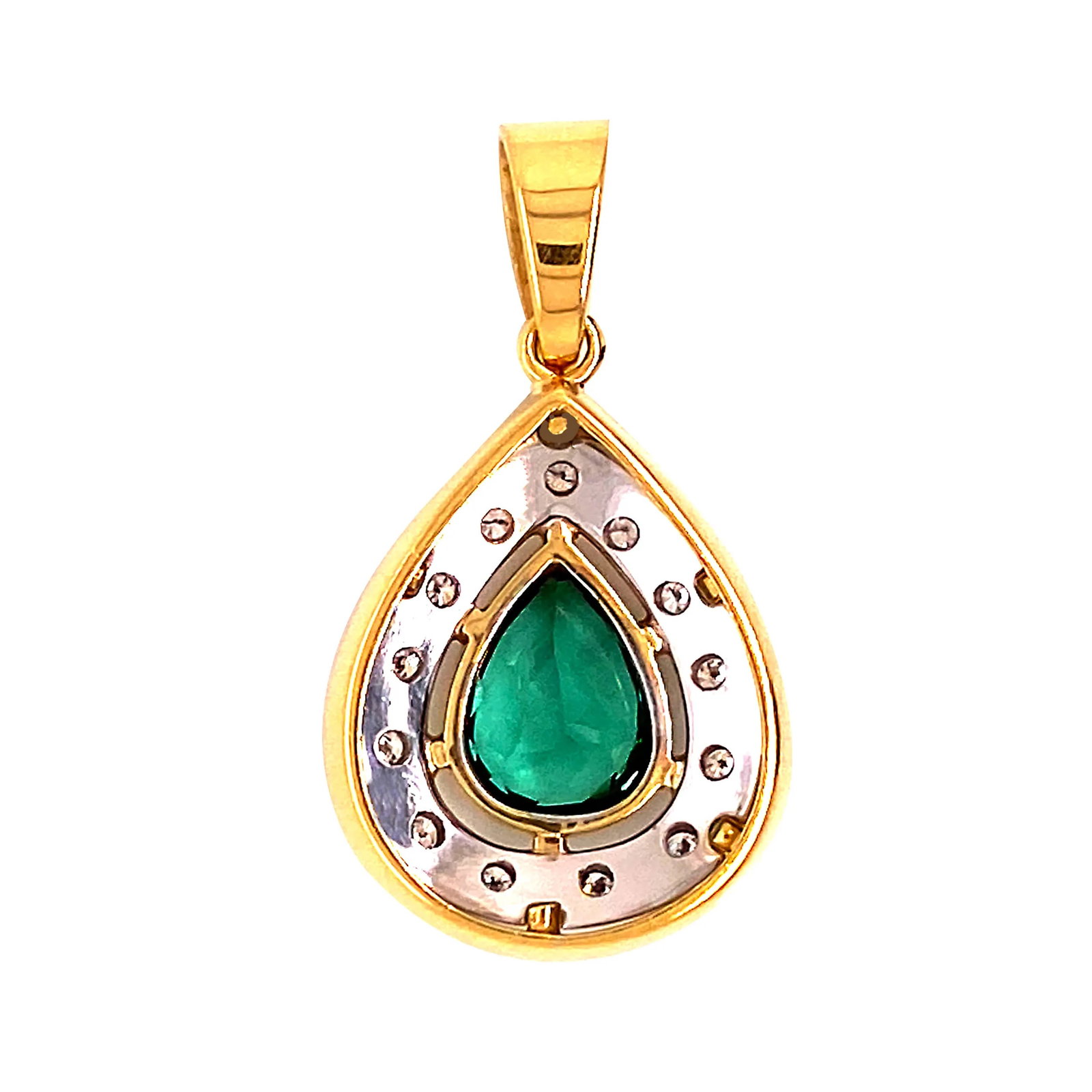 Pendant of Green Quartz, Diamonds, and Yellow & White Gold - 6