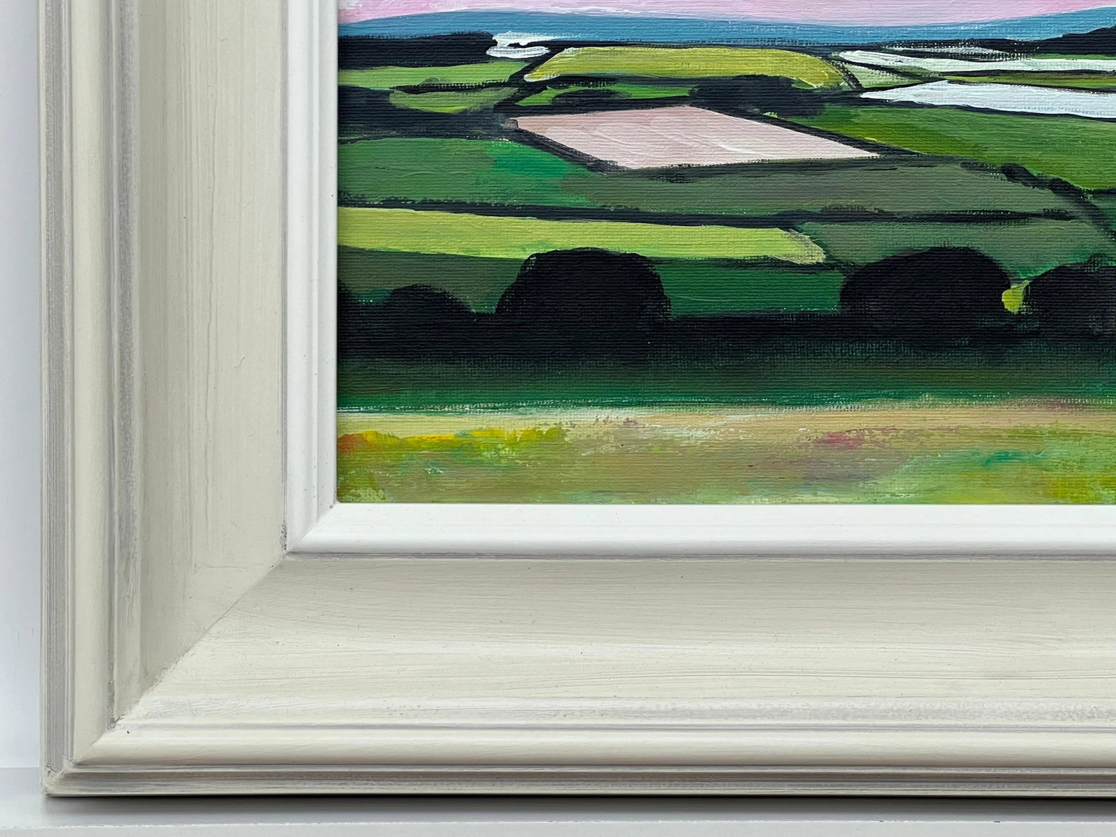 Angela Wakefield, Patchwork quilt of vibrant green pasture, ploughed fields and farmland hedgerows, - 10