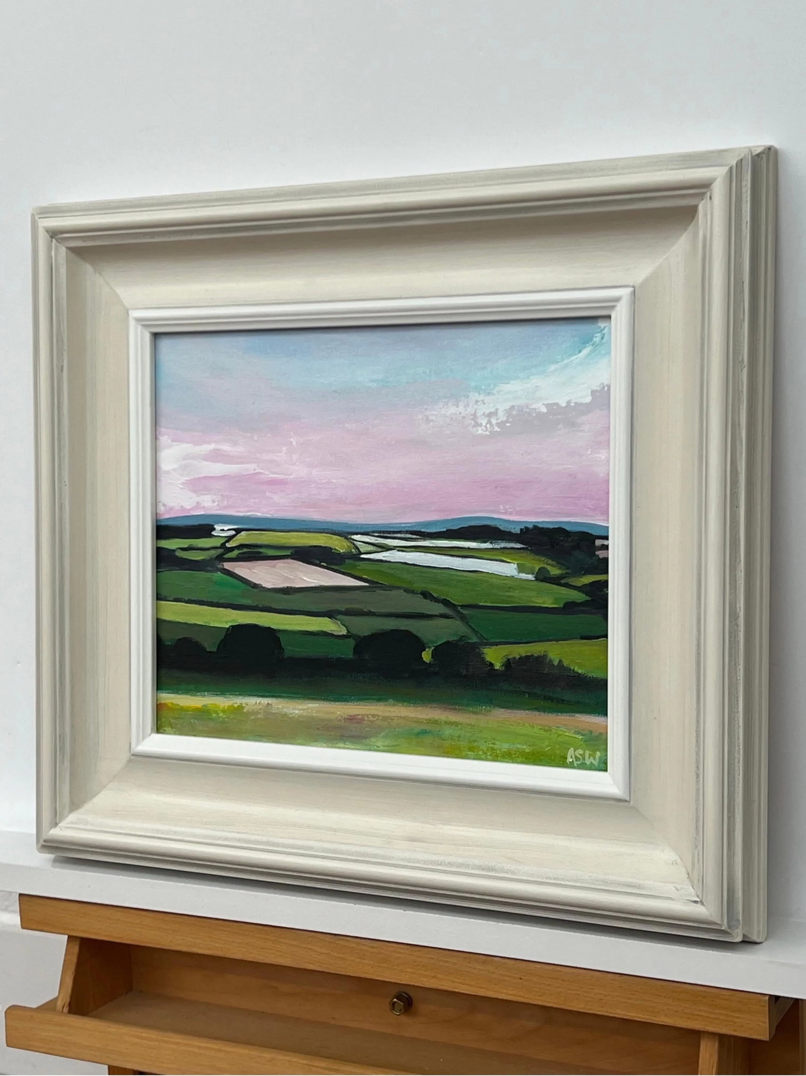 Angela Wakefield, Patchwork quilt of vibrant green pasture, ploughed fields and farmland hedgerows, - 4