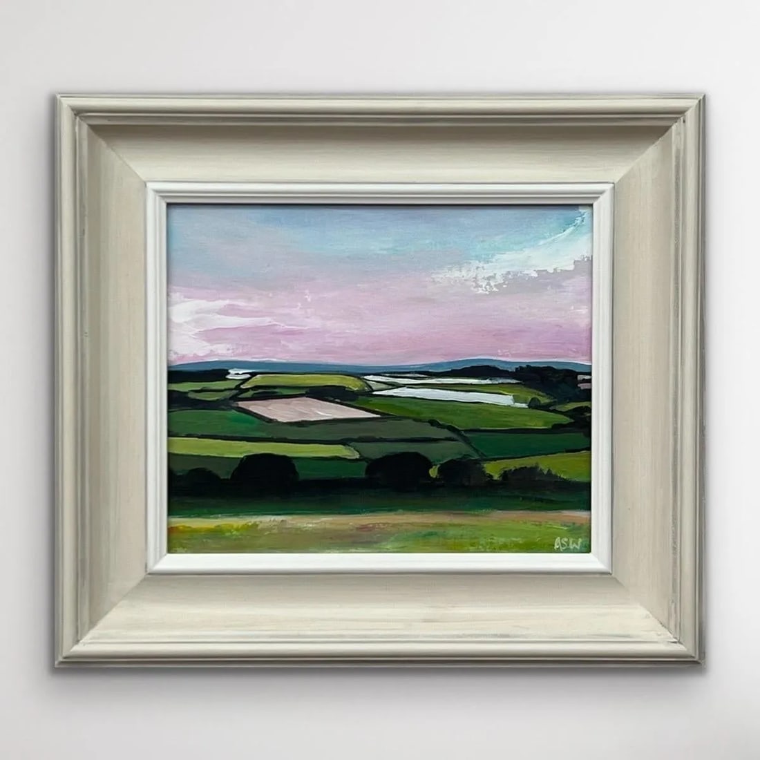 Angela Wakefield, Patchwork quilt of vibrant green pasture, ploughed fields and farmland hedgerows, - 5