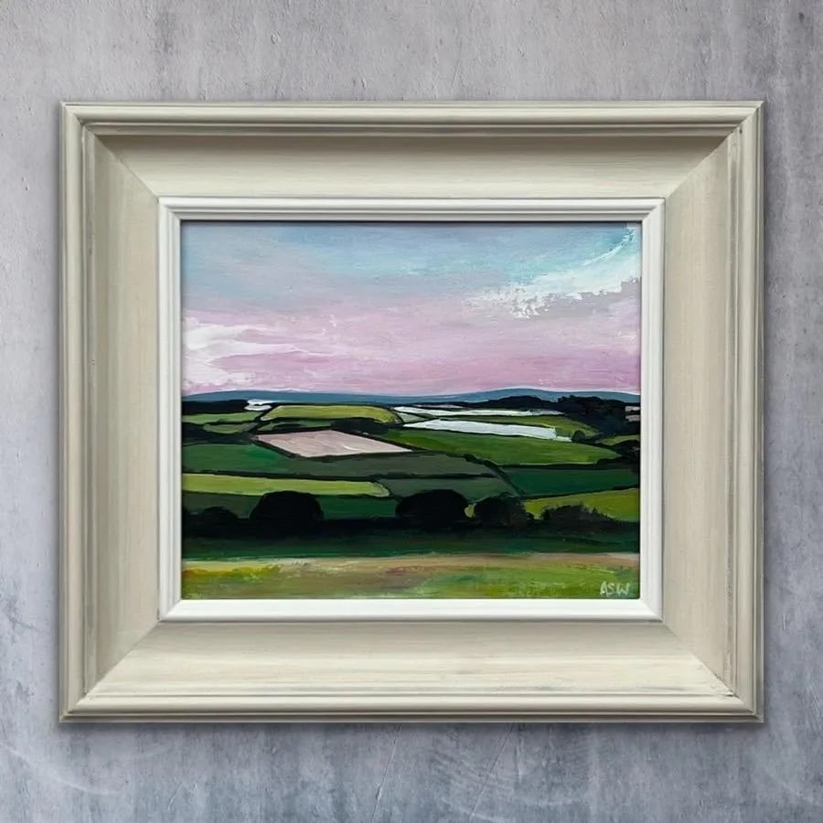 Angela Wakefield, Patchwork quilt of vibrant green pasture, ploughed fields and farmland hedgerows, - 7