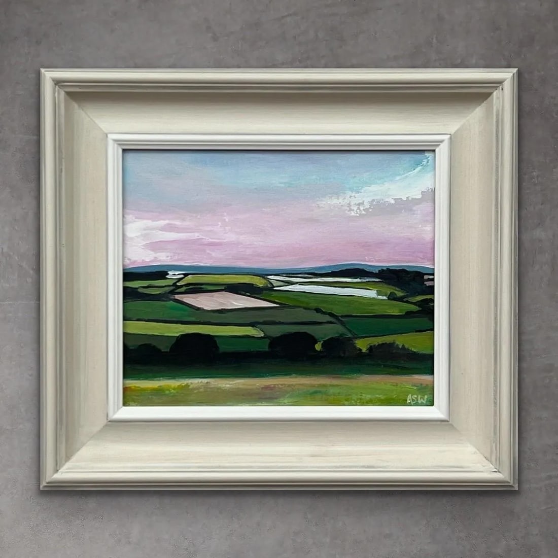 Angela Wakefield, Patchwork quilt of vibrant green pasture, ploughed fields and farmland hedgerows, - 8