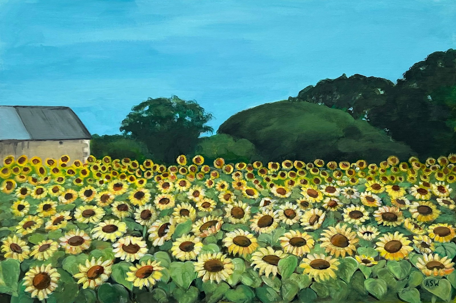 Field of Sunflowers in Summertime in France II by Contemporary British Artist - 2