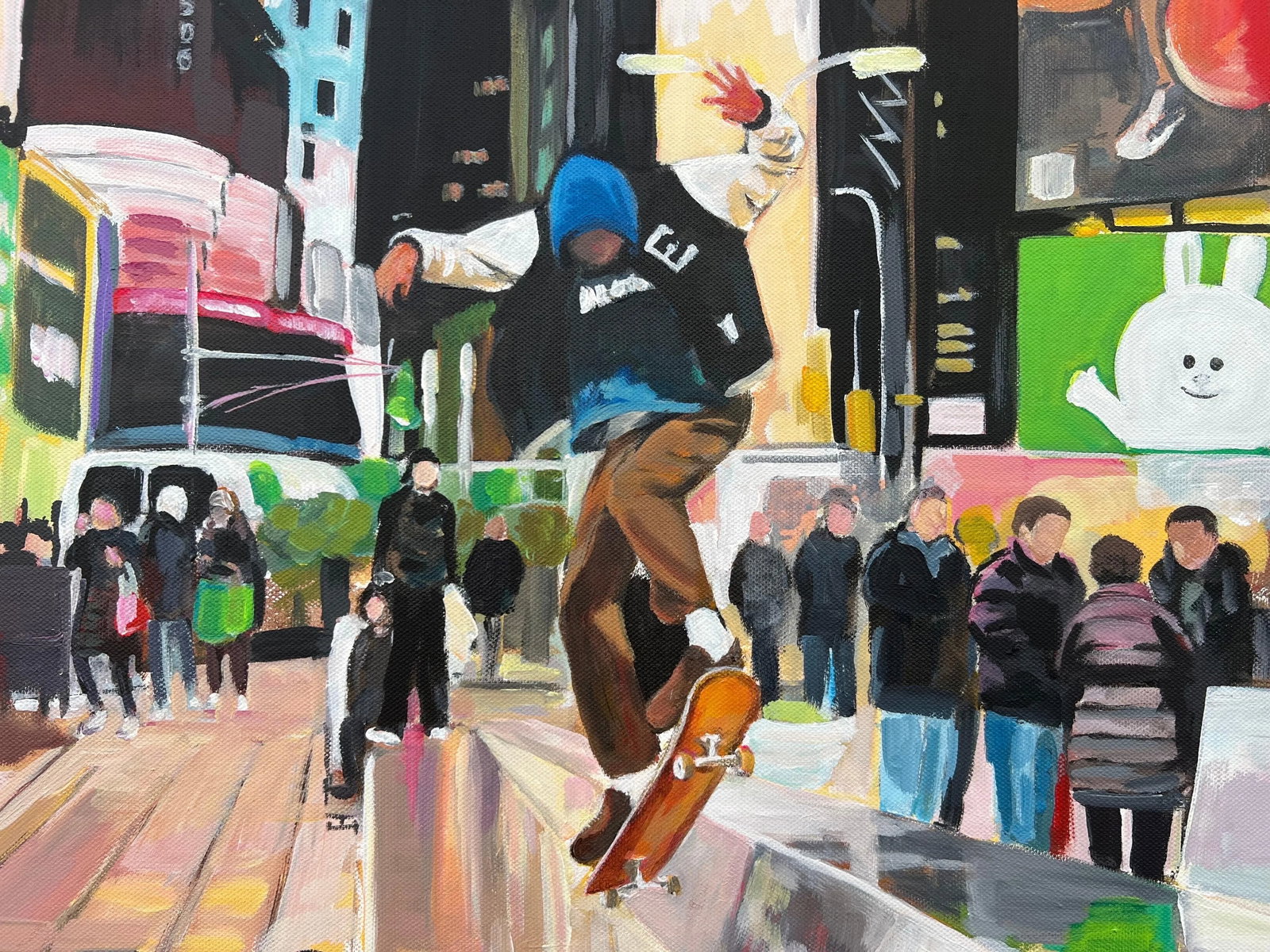 Angela Wakefield, Skate Boarder Times Square New York City after the Rain by British Urban Artist, 2 - 3