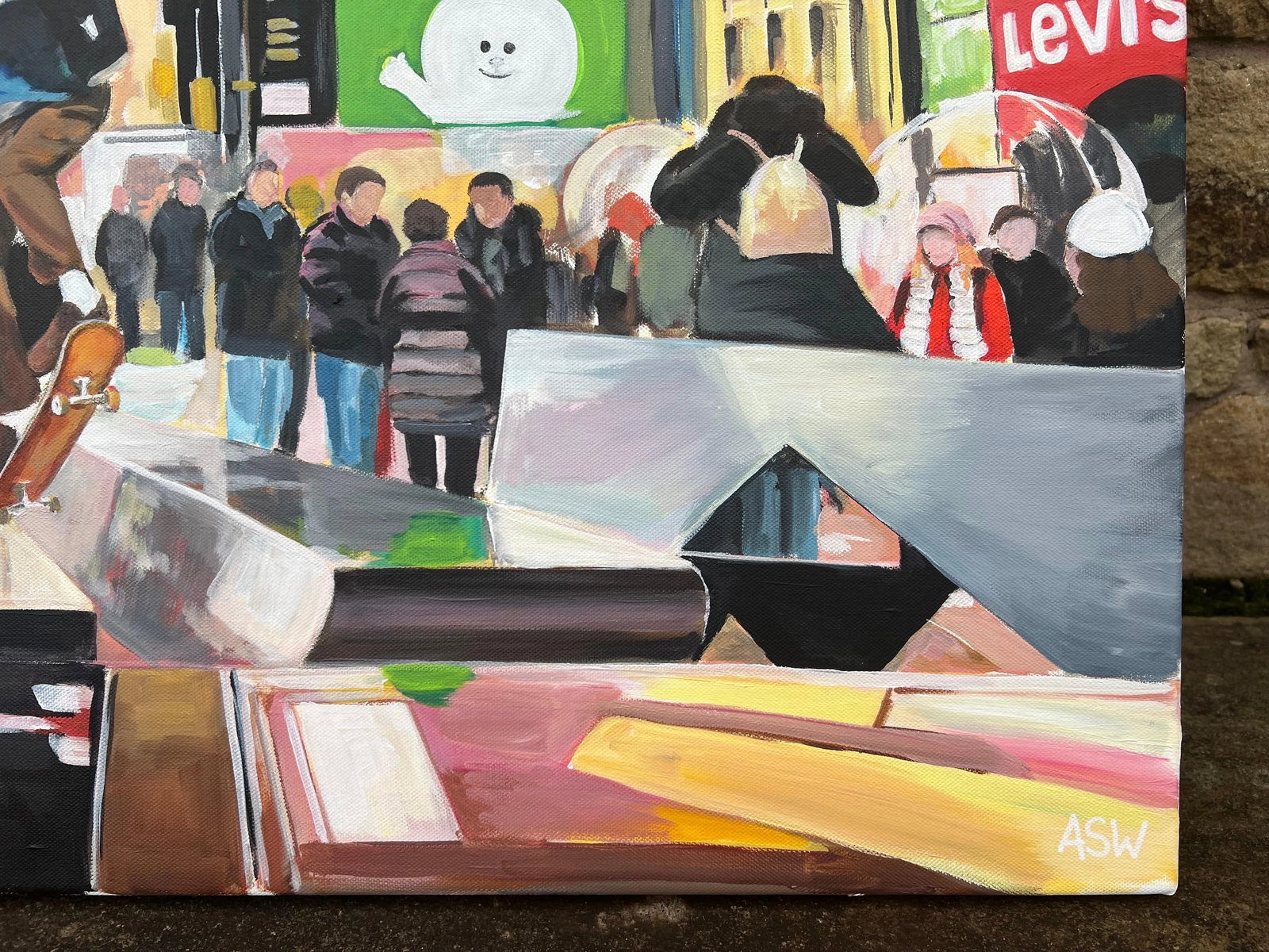 Angela Wakefield, Skate Boarder Times Square New York City after the Rain by British Urban Artist, 2 - 4