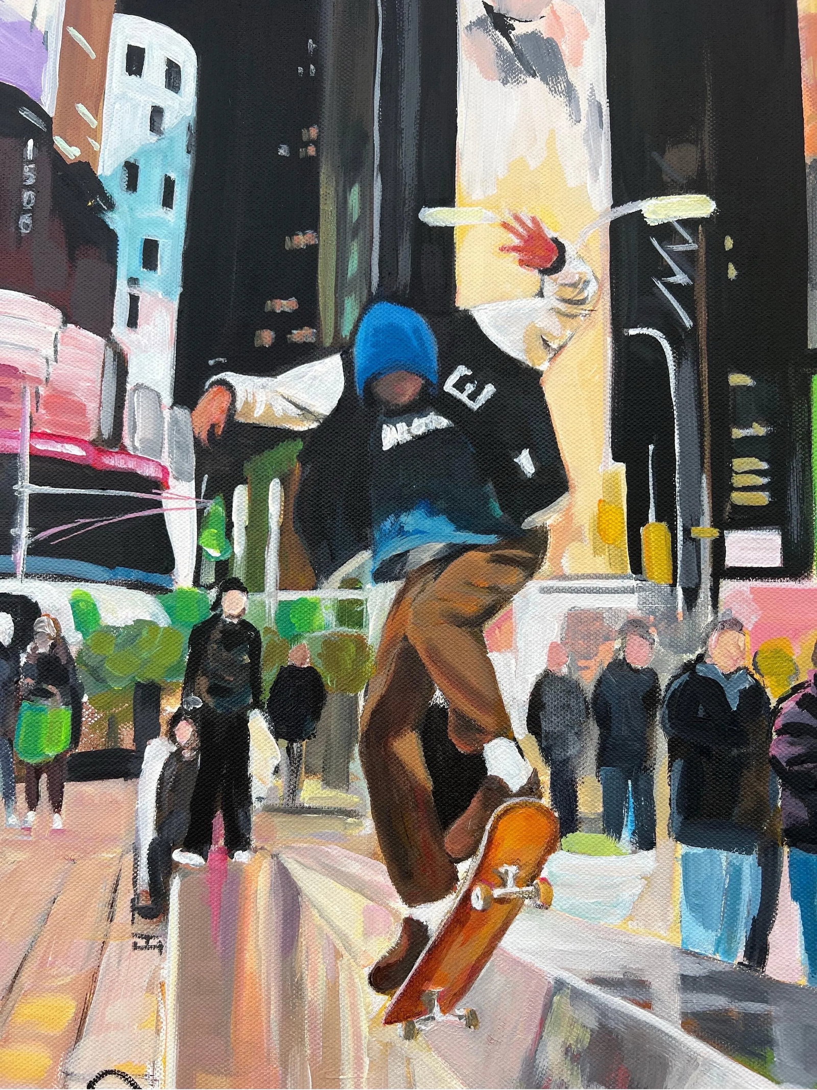 Angela Wakefield, Skate Boarder Times Square New York City after the Rain by British Urban Artist, 2 - 8