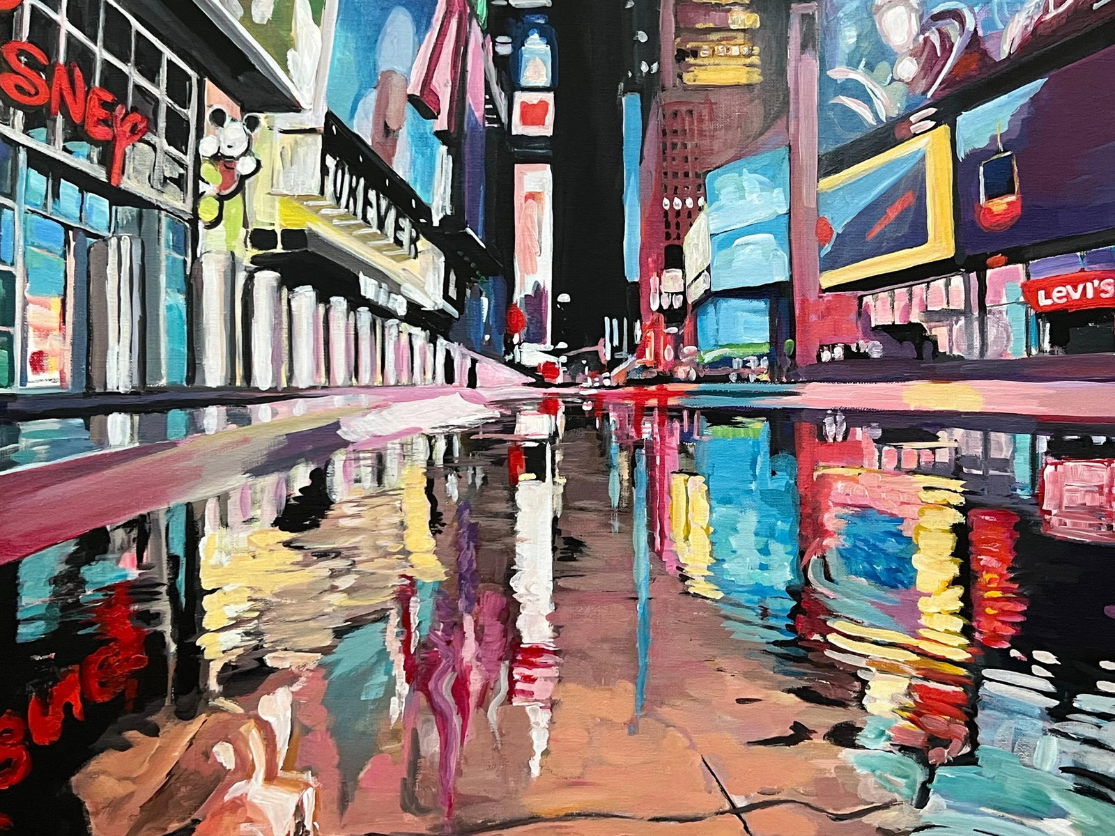 Times Square New York City Reflections After the Rain II - Vibrant Urban Landscape Art - 12