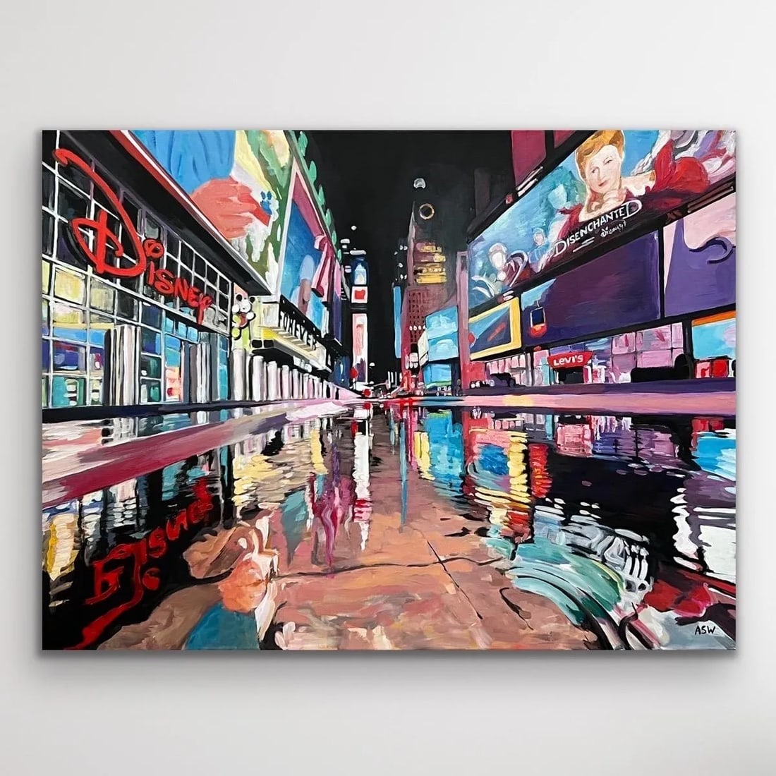 Times Square New York City Reflections After the Rain II - Vibrant Urban Landscape Art - 2