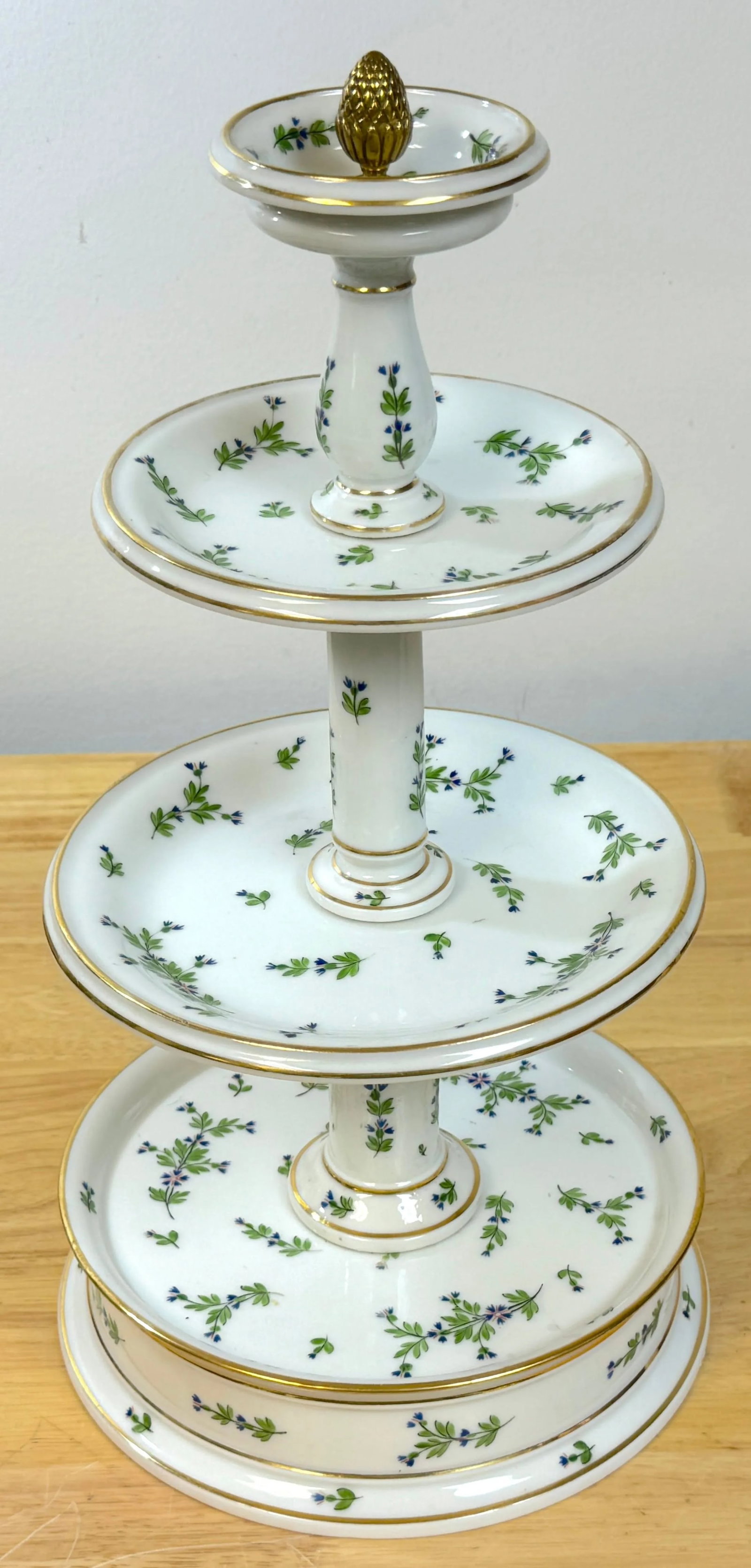 Old Paris Porcelain & Gilt Bronze 'Forget Me Not' Four Tiered Compote/Tazza - 5