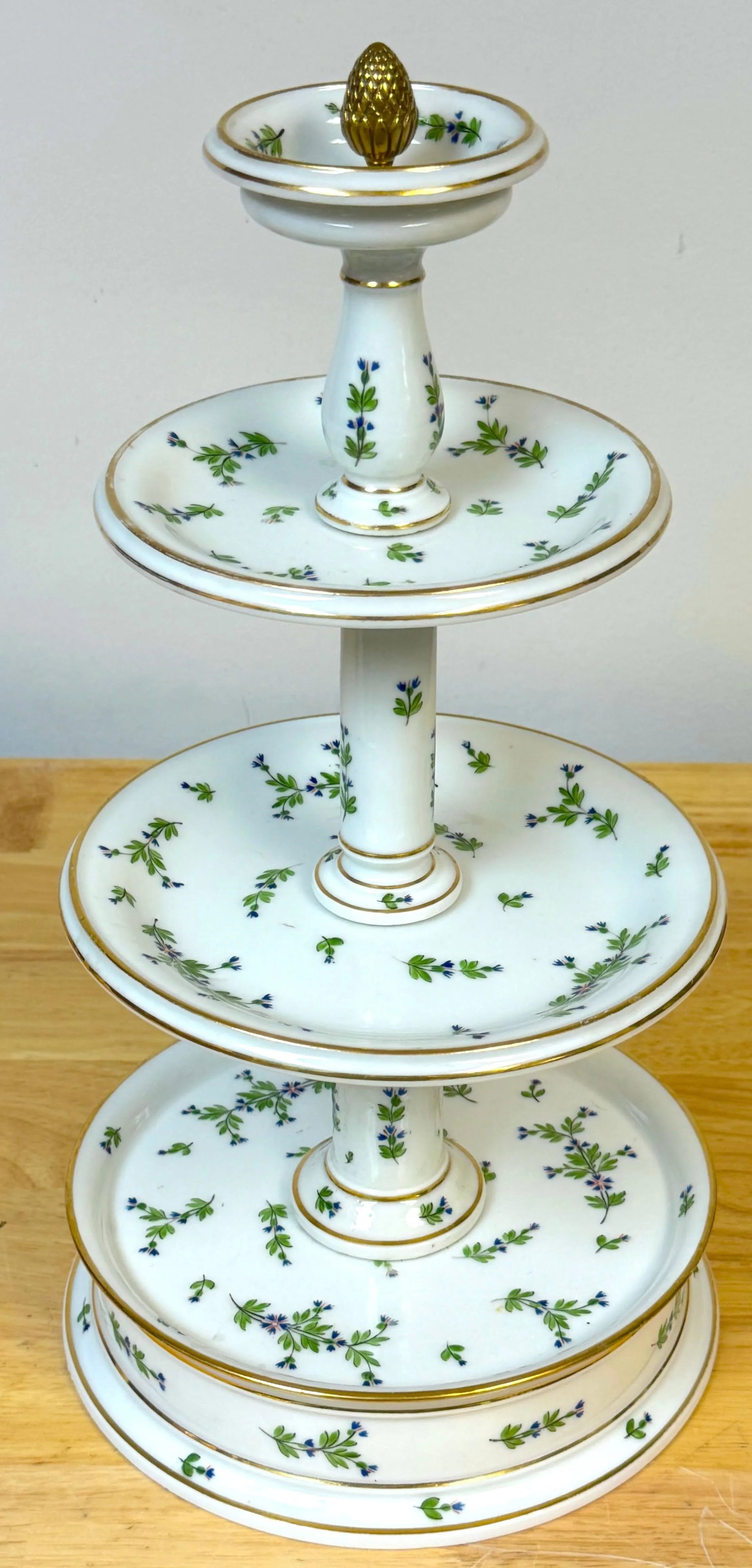 Old Paris Porcelain & Gilt Bronze 'Forget Me Not' Four Tiered Compote/Tazza - 6