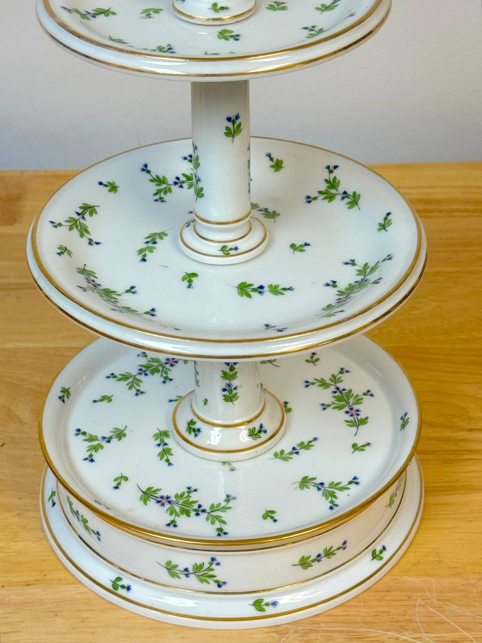 Old Paris Porcelain & Gilt Bronze 'Forget Me Not' Four Tiered Compote/Tazza - 7