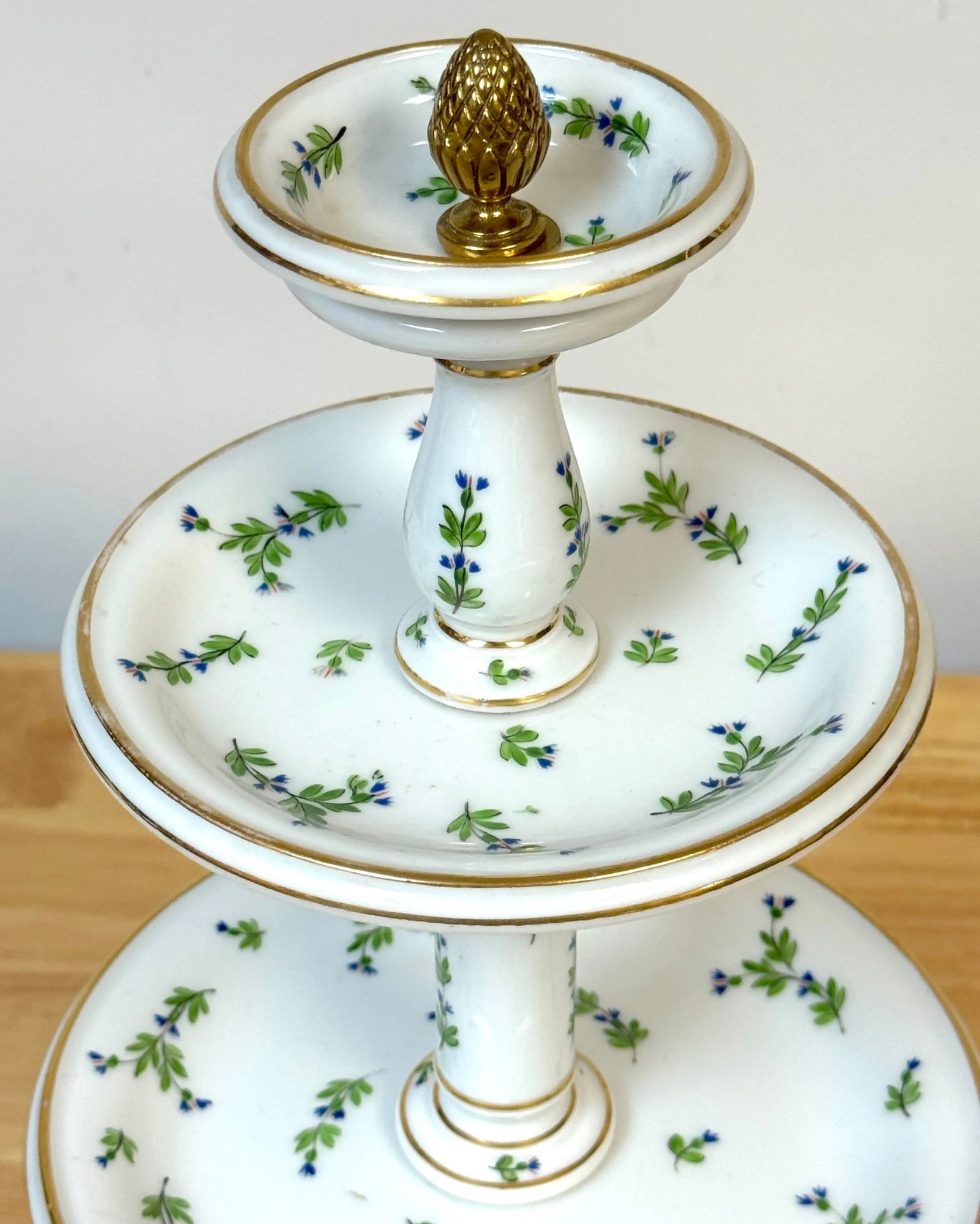 Old Paris Porcelain & Gilt Bronze 'Forget Me Not' Four Tiered Compote/Tazza - 8