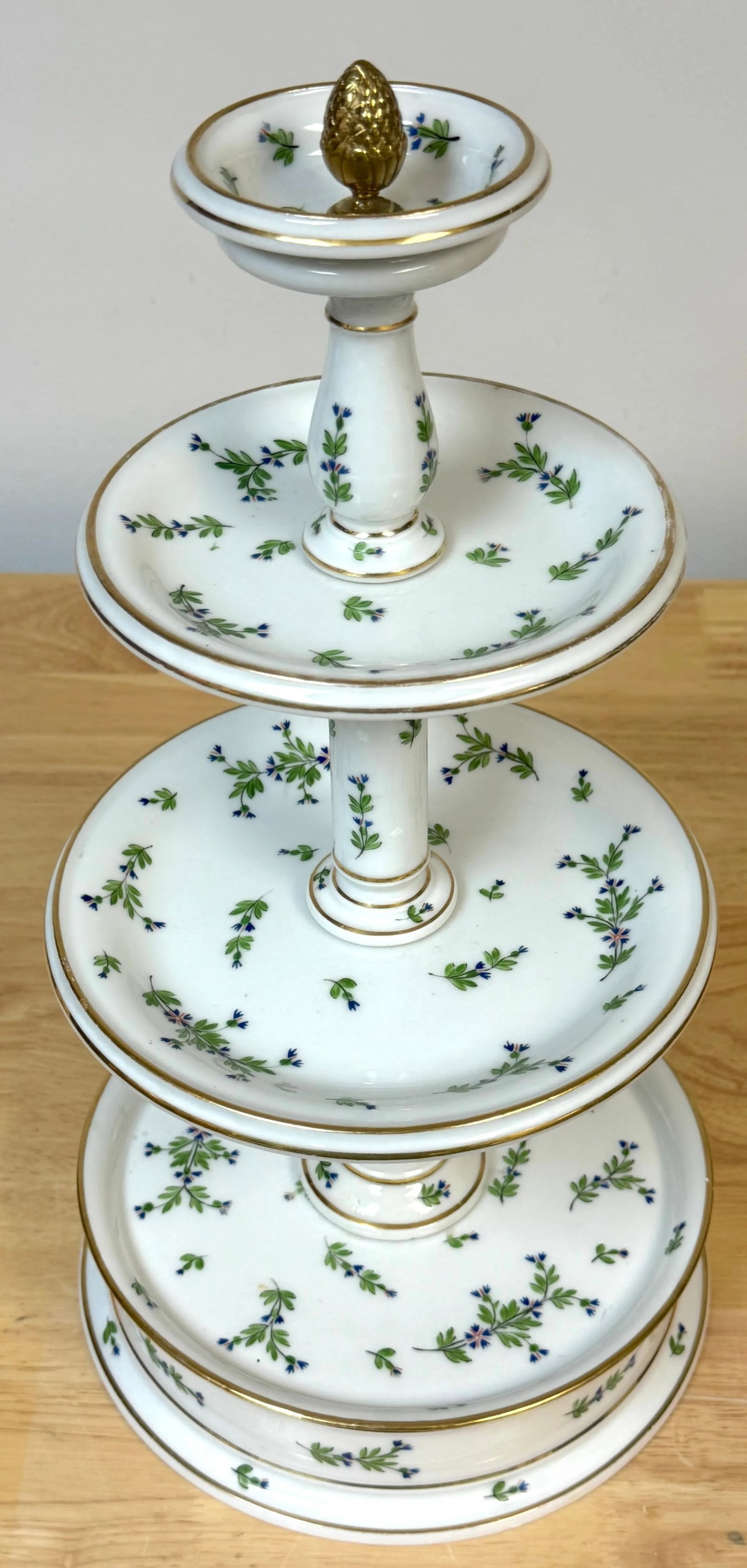 Old Paris Porcelain & Gilt Bronze 'Forget Me Not' Four Tiered Compote/Tazza - 9