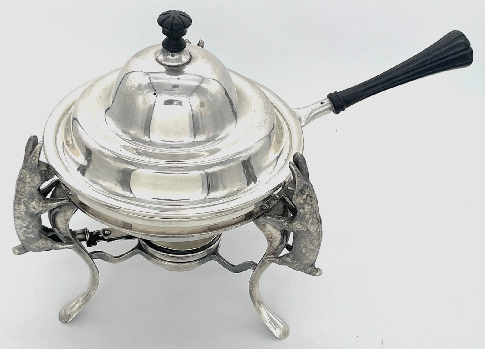 Joseph Heinrichs Silverplated & Ebony 3-D Rabbit Chafing Dish, Circa 1904 - 4