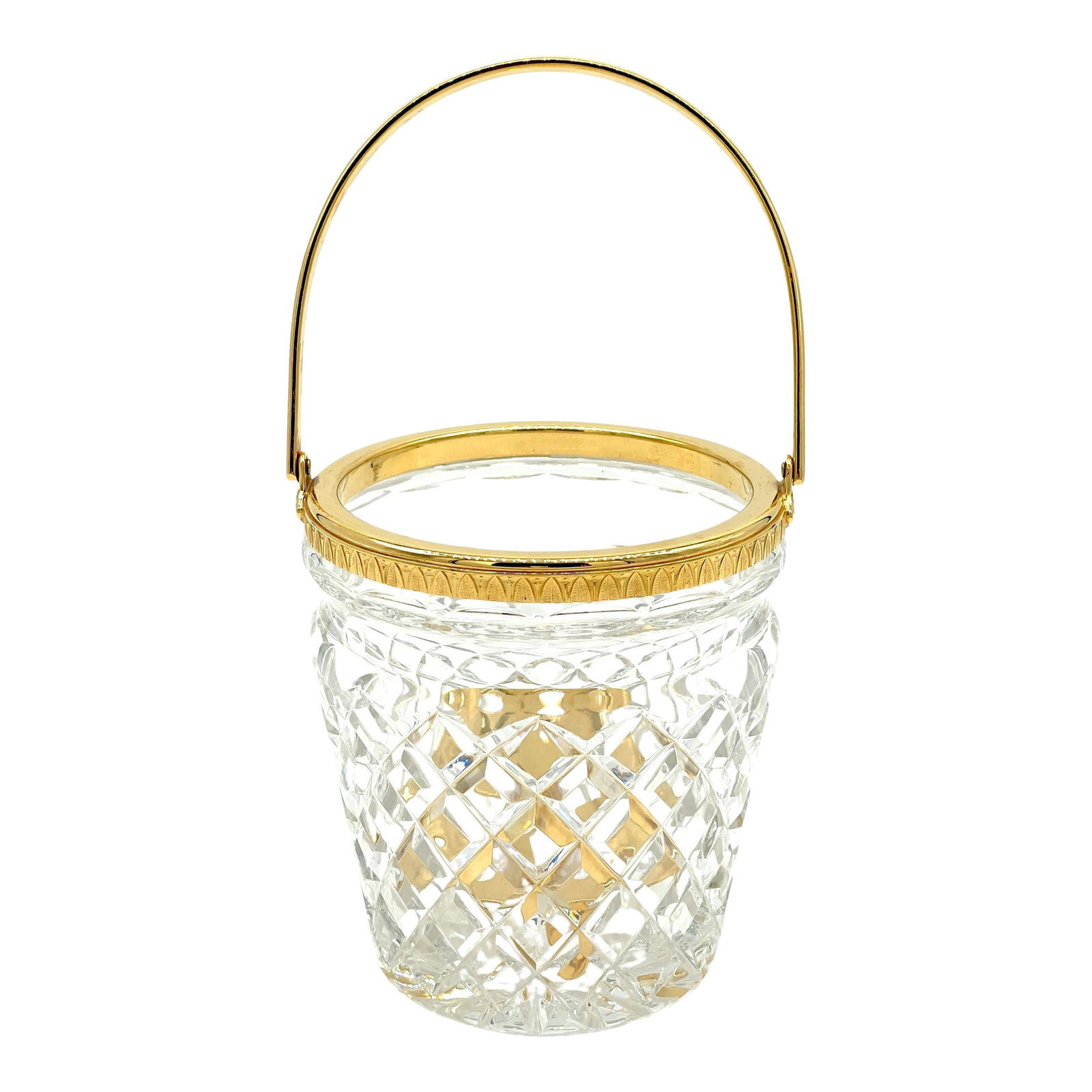 Christofle Neocalssical Cut Crystal Gold Washed Swing -Handled Ice Bucket (1 of 11)
