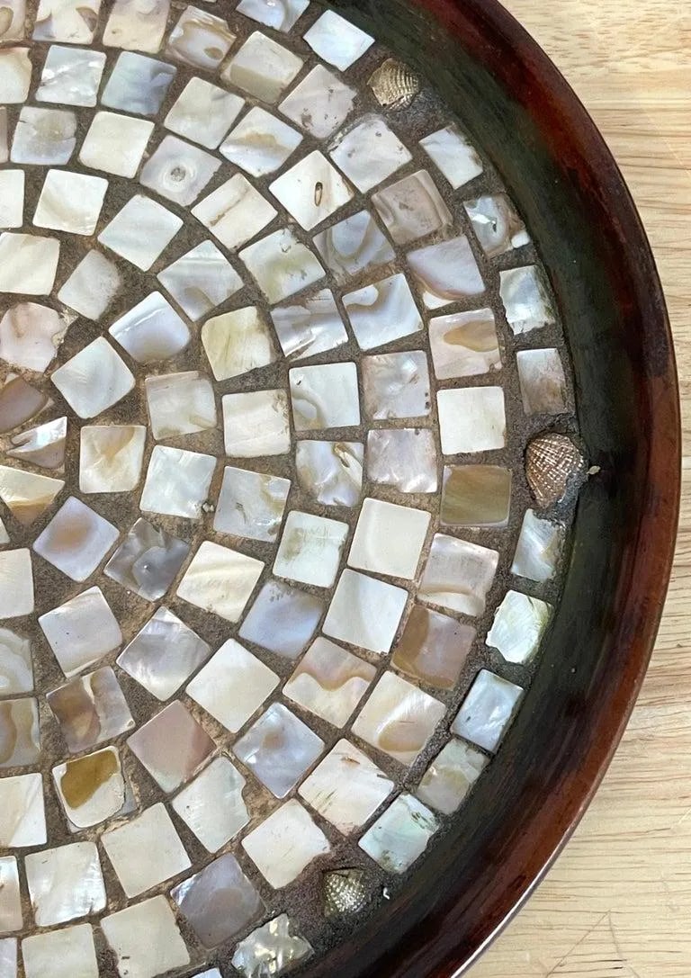 Joseph Heinrichs Native American Style Copper, Abalone & Shell Inlaid Salver - 4