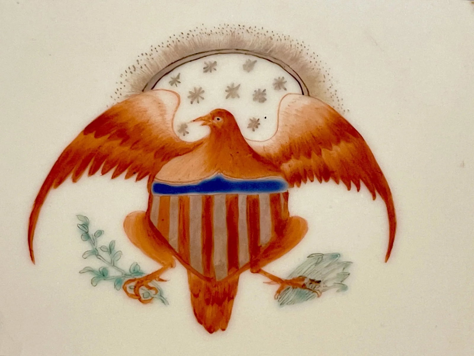 American Market Chinese Export Eagle Armorial Porcelain Oval Reticulated Tray - 7