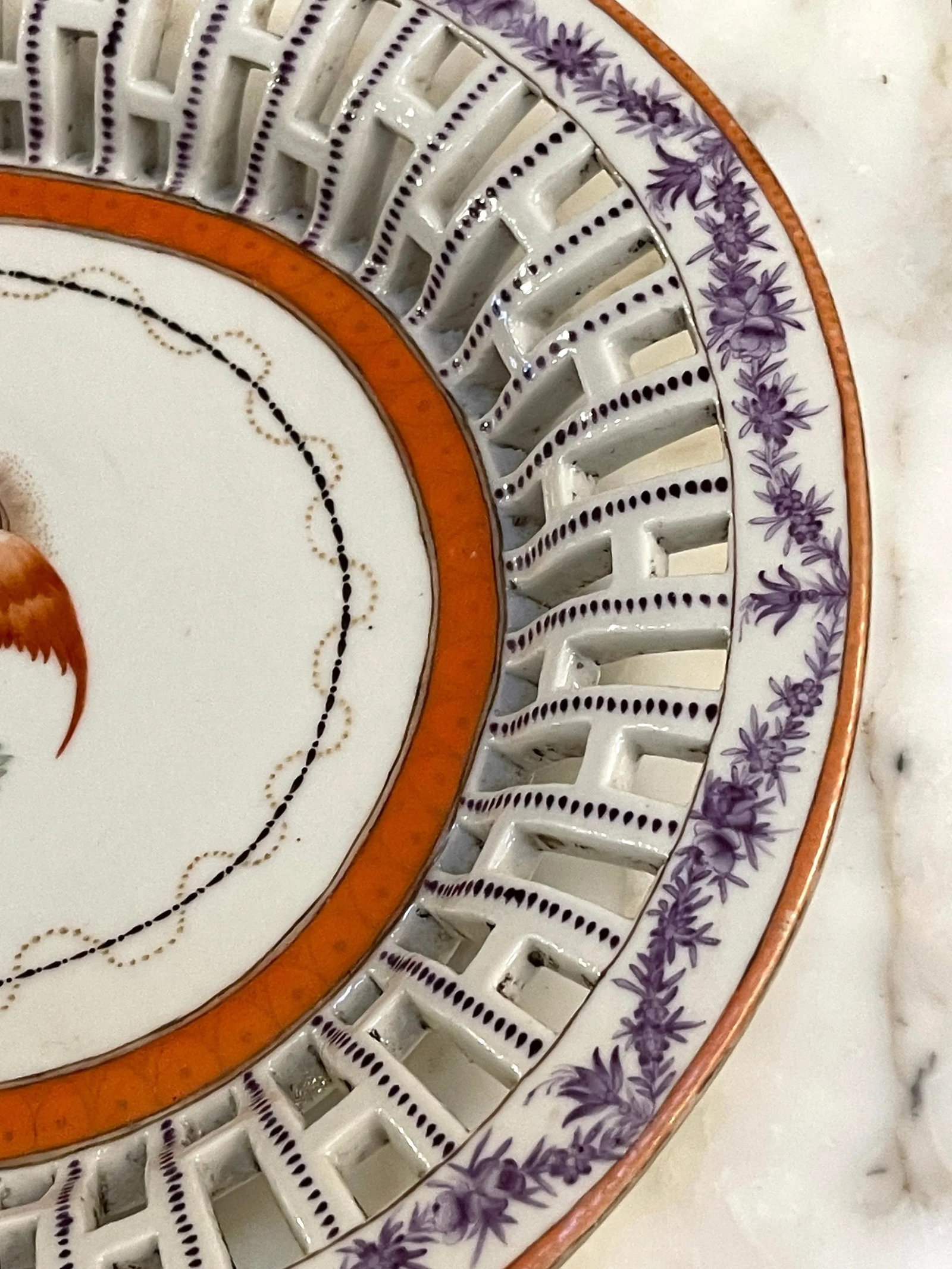 American Market Chinese Export Eagle Armorial Porcelain Oval Reticulated Tray - 8