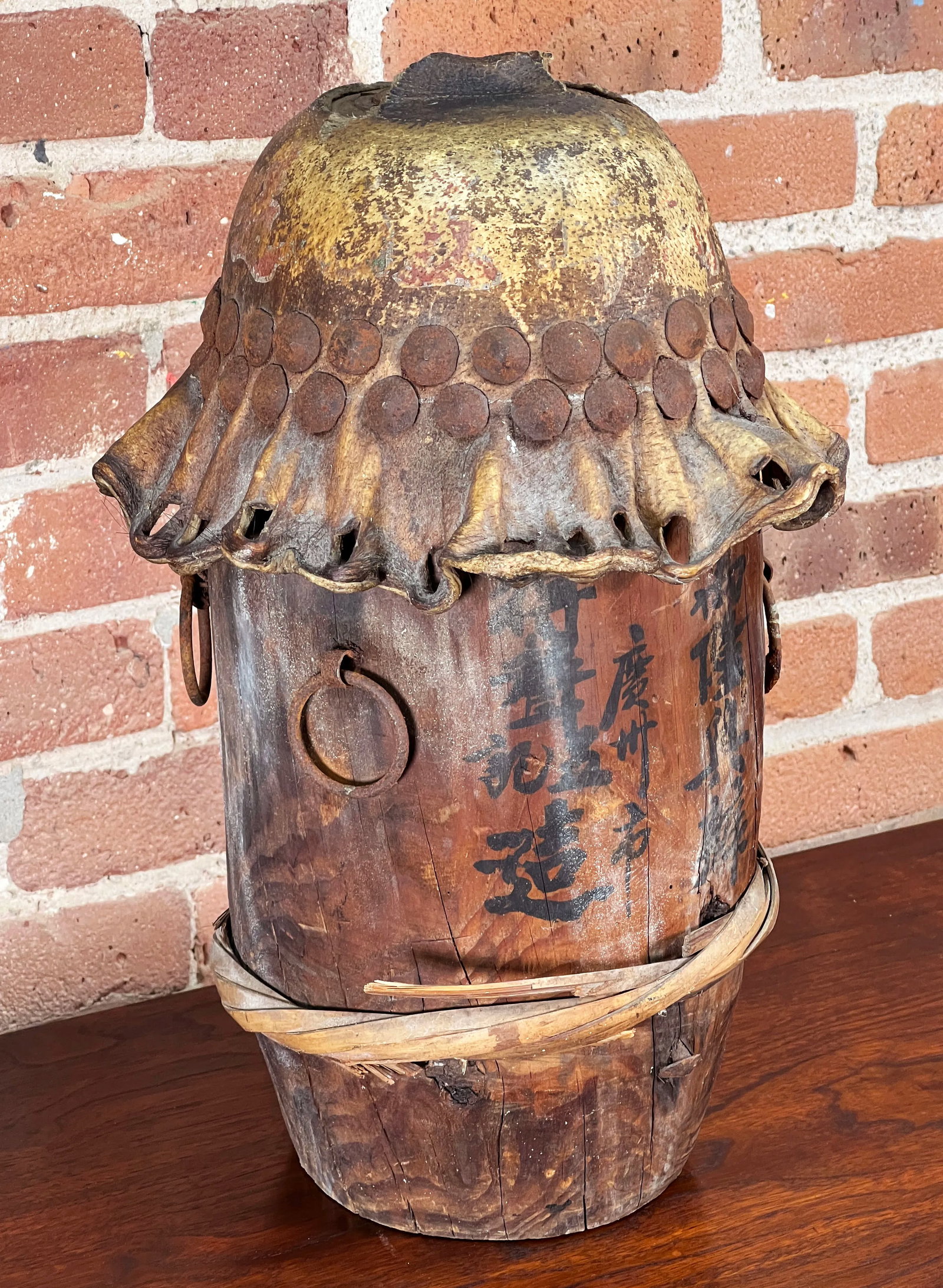 Antique 19th C. Chinese Cantonese Percussion Opera Drum - 2