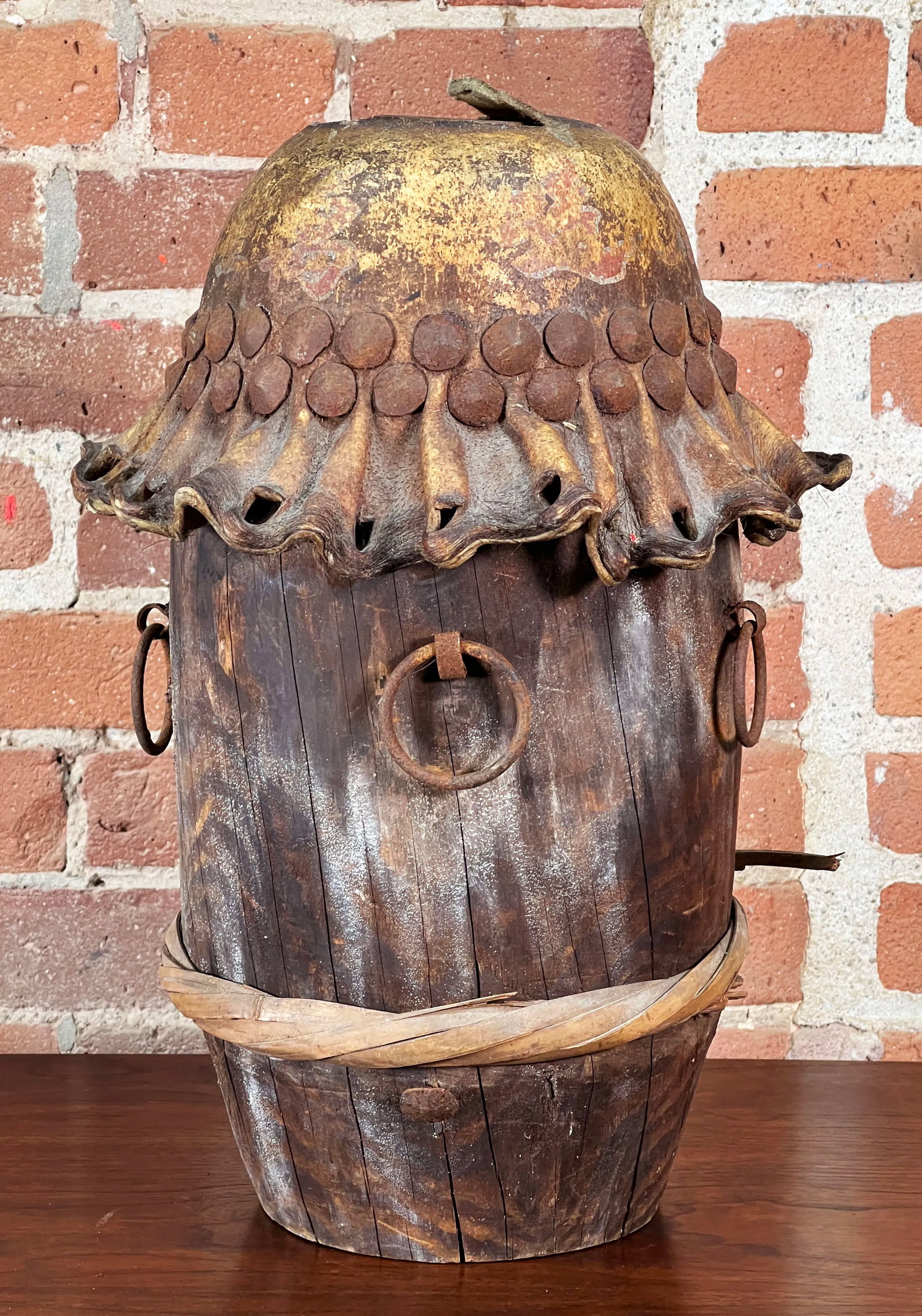 Antique 19th C. Chinese Cantonese Percussion Opera Drum - 3